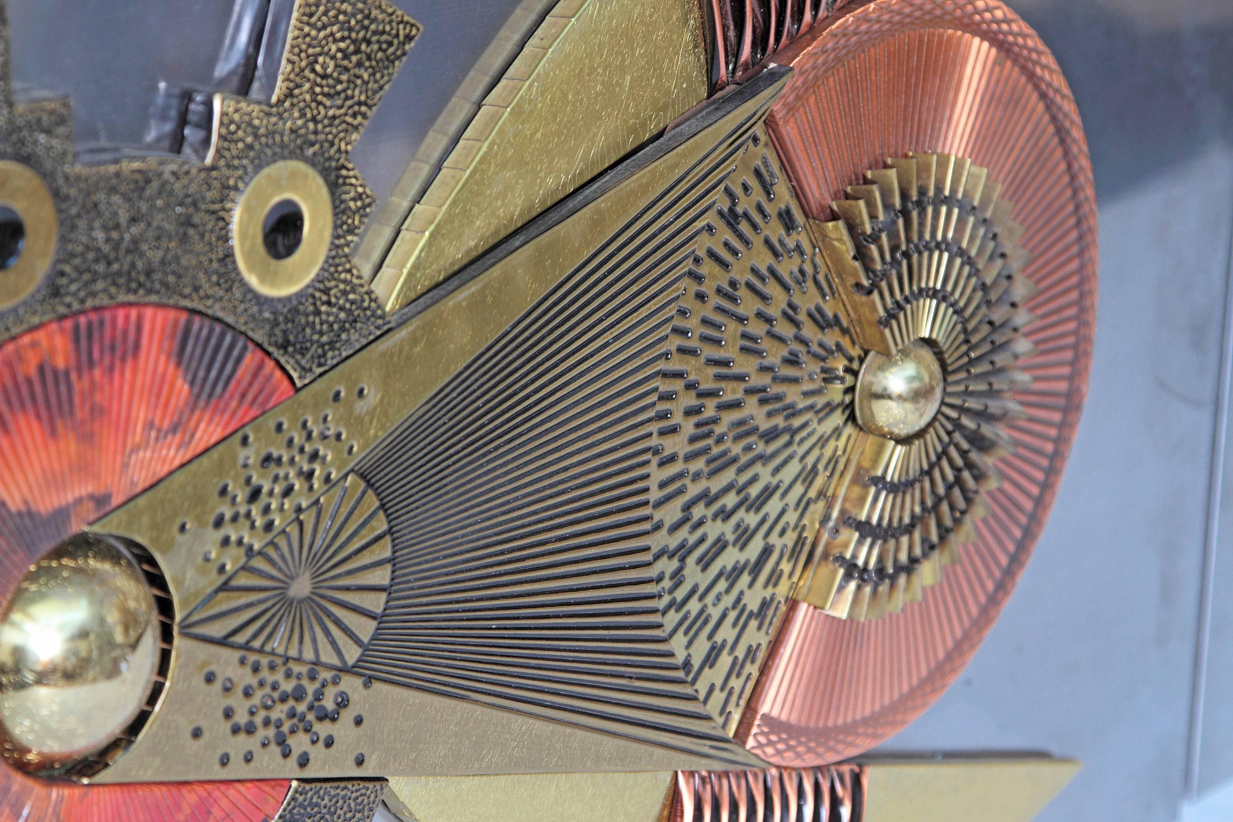 Brutalist Mixed Metal Wall Relief Sculptures in the Style of Paul Vanders 2