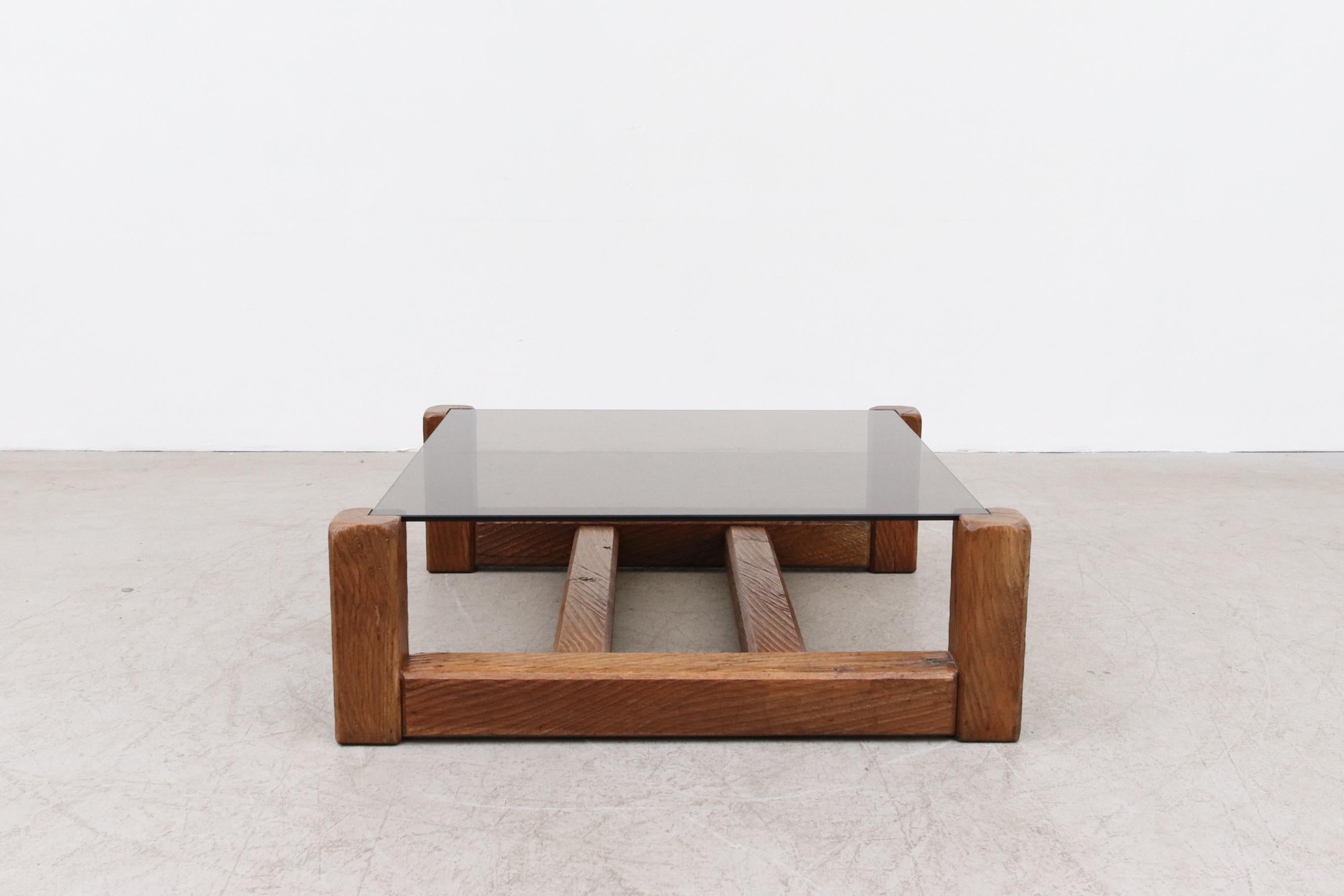 Brutalist MOD Heavy Oak Coffee Table In Good Condition In Los Angeles, CA