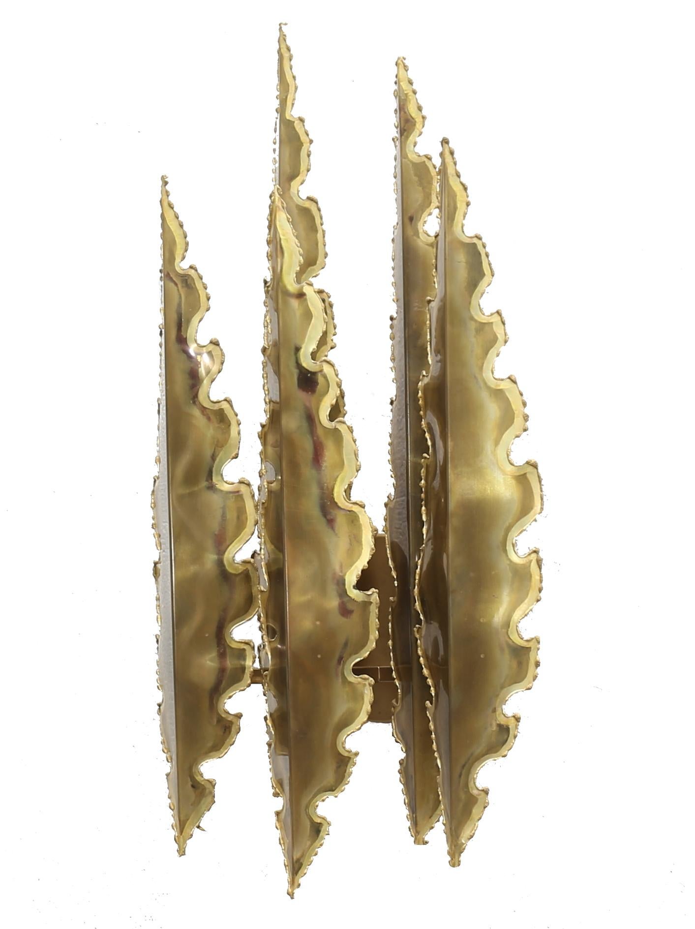 Late 20th Century Brutalist Model 5195 Brass Wall Sconces from Holm Sorensen, Set of Two