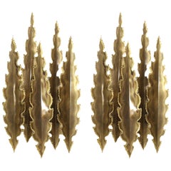 Brutalist Model 5195 Brass Wall Sconces from Holm Sorensen, Set of Two