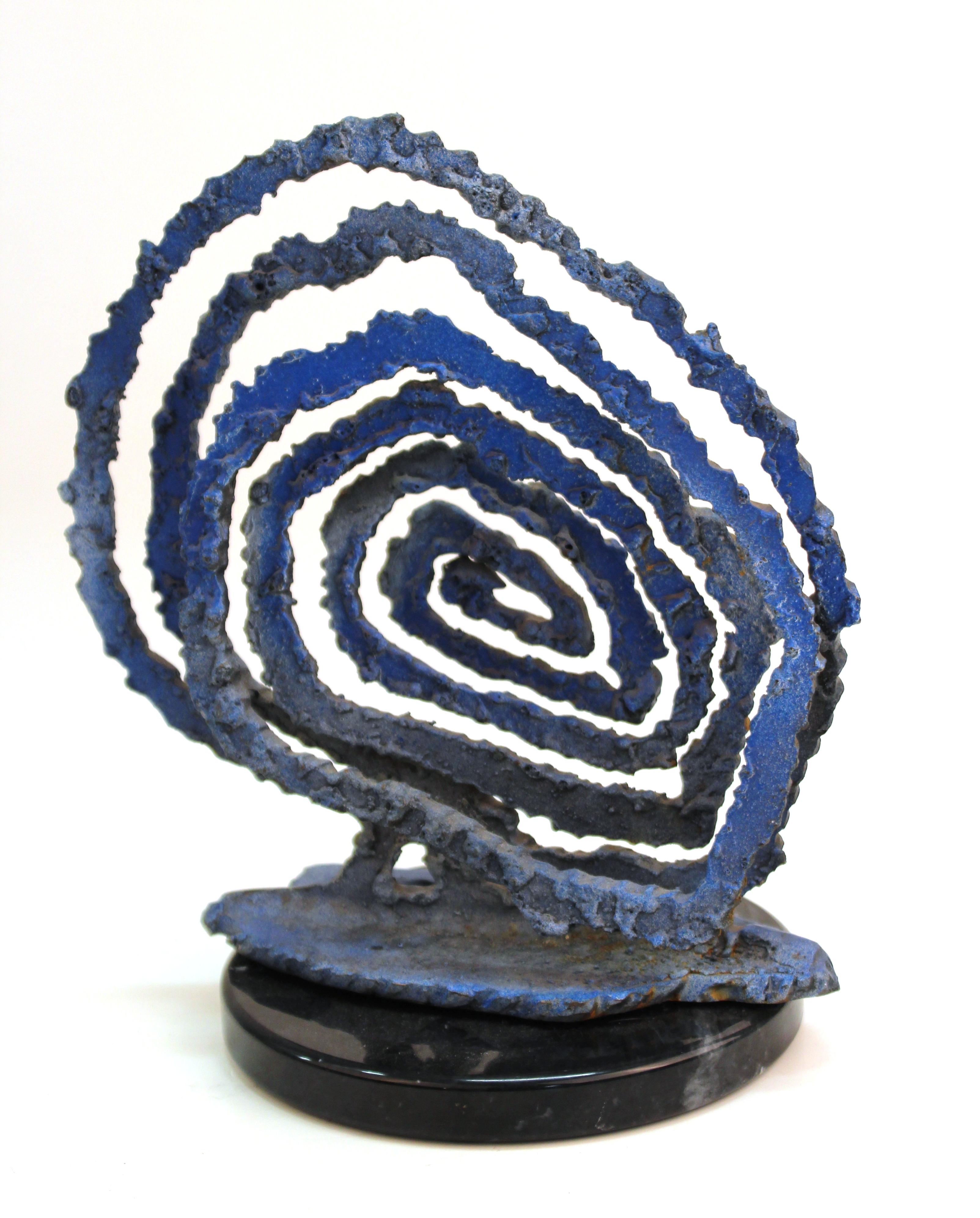 20th Century Brutalist Modern Abstract Cut Metal Spiral Sculpture