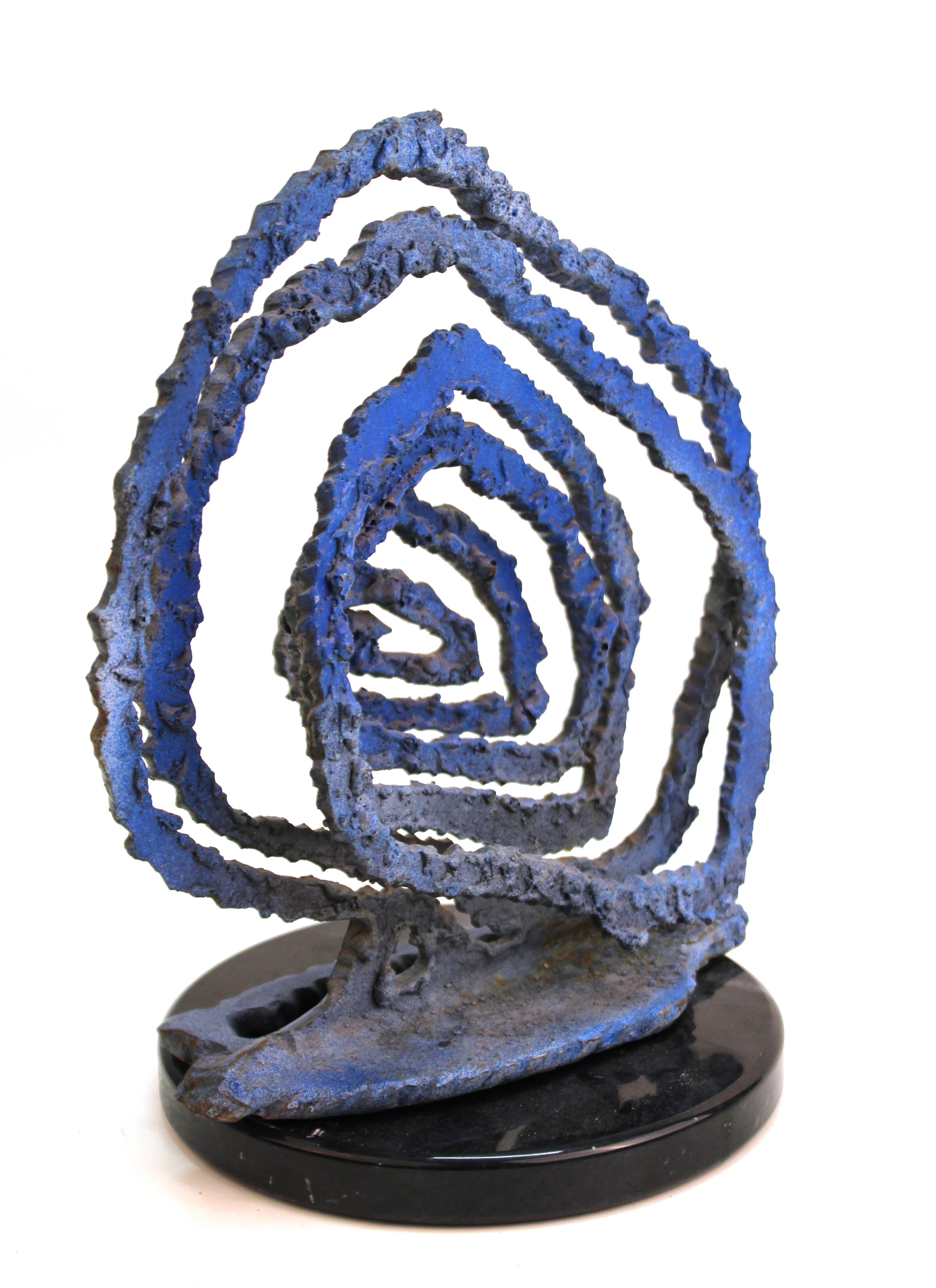 Brutalist Modern Abstract Cut Metal Spiral Sculpture 1