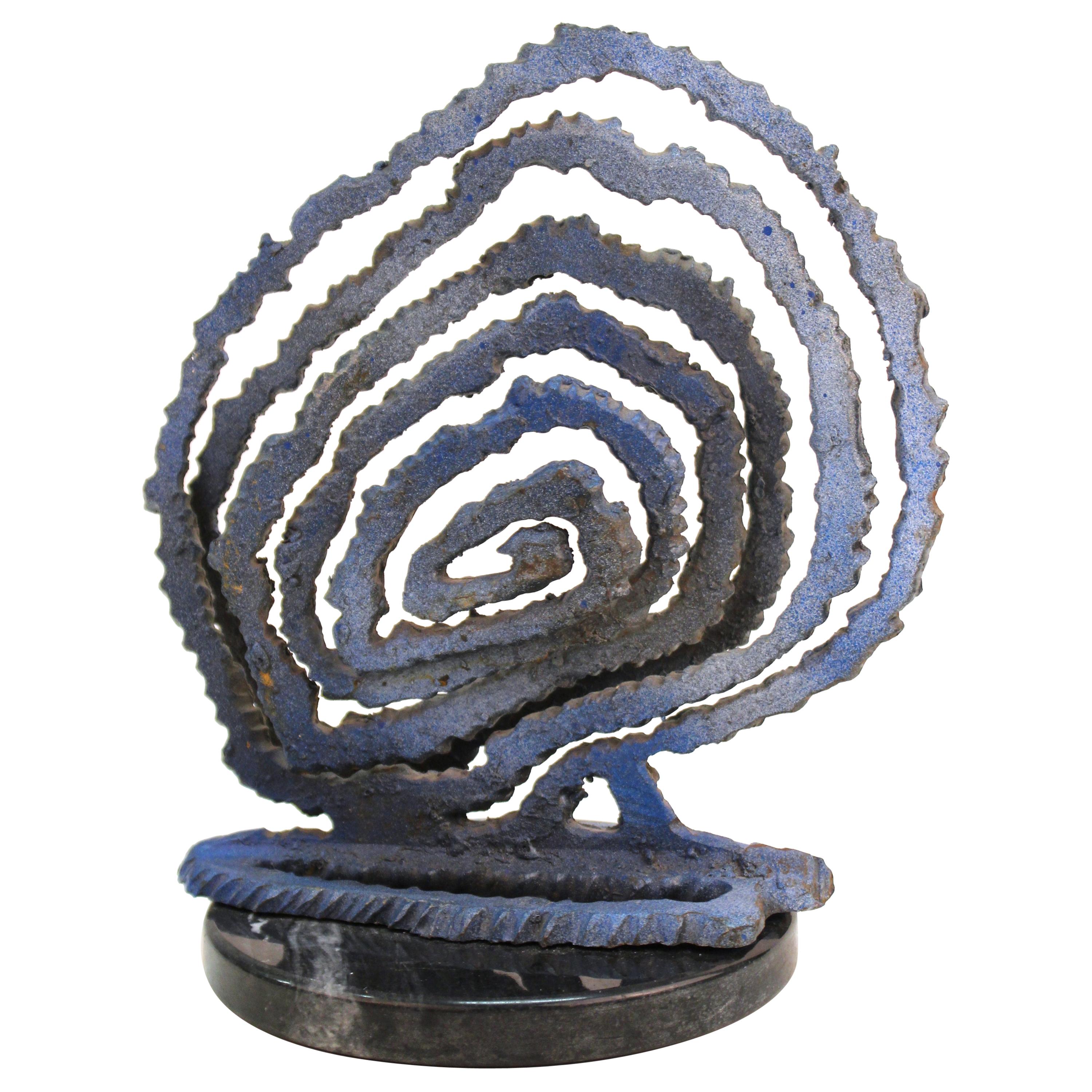 Brutalist Modern Abstract Cut Metal Spiral Sculpture