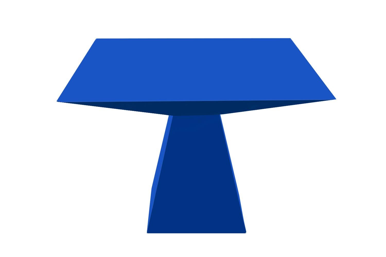 Spanish Brutalist Modern Blue Lacquered Dining Table Desfase For Sale