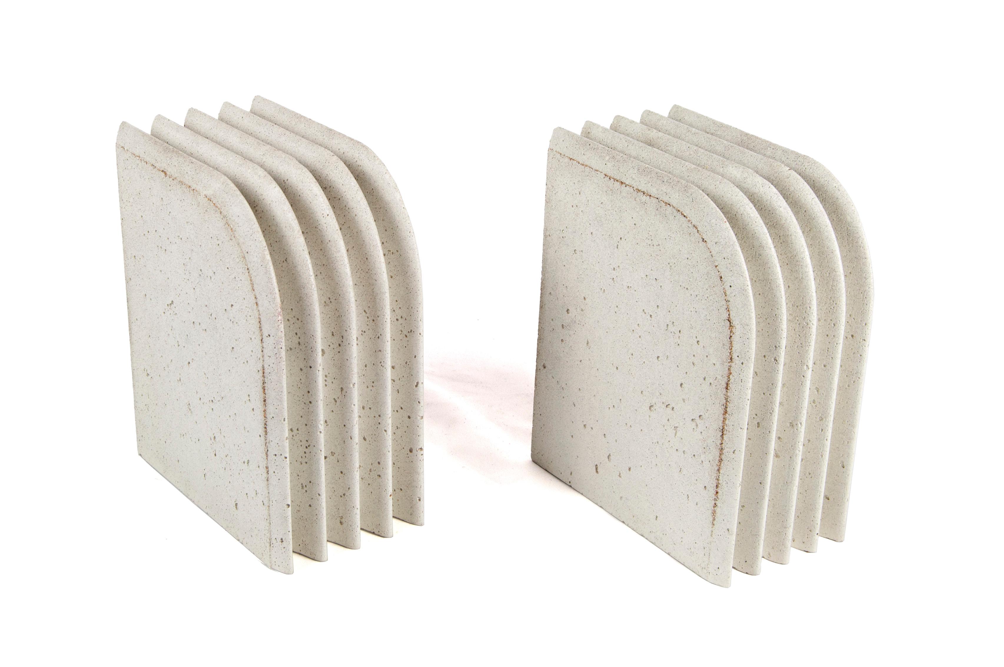 Brutalist / Modern Concrete Bookends, White 1