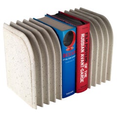 Brutalist / Modern Concrete Bookends, White