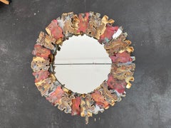 Brutalist Modern Curtis Jere Style Circle Mirror
