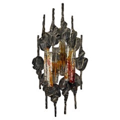 Sconce moderne brutaliste in vetro e metallo - Tom Ahlström e Hans Ehrich anni '70