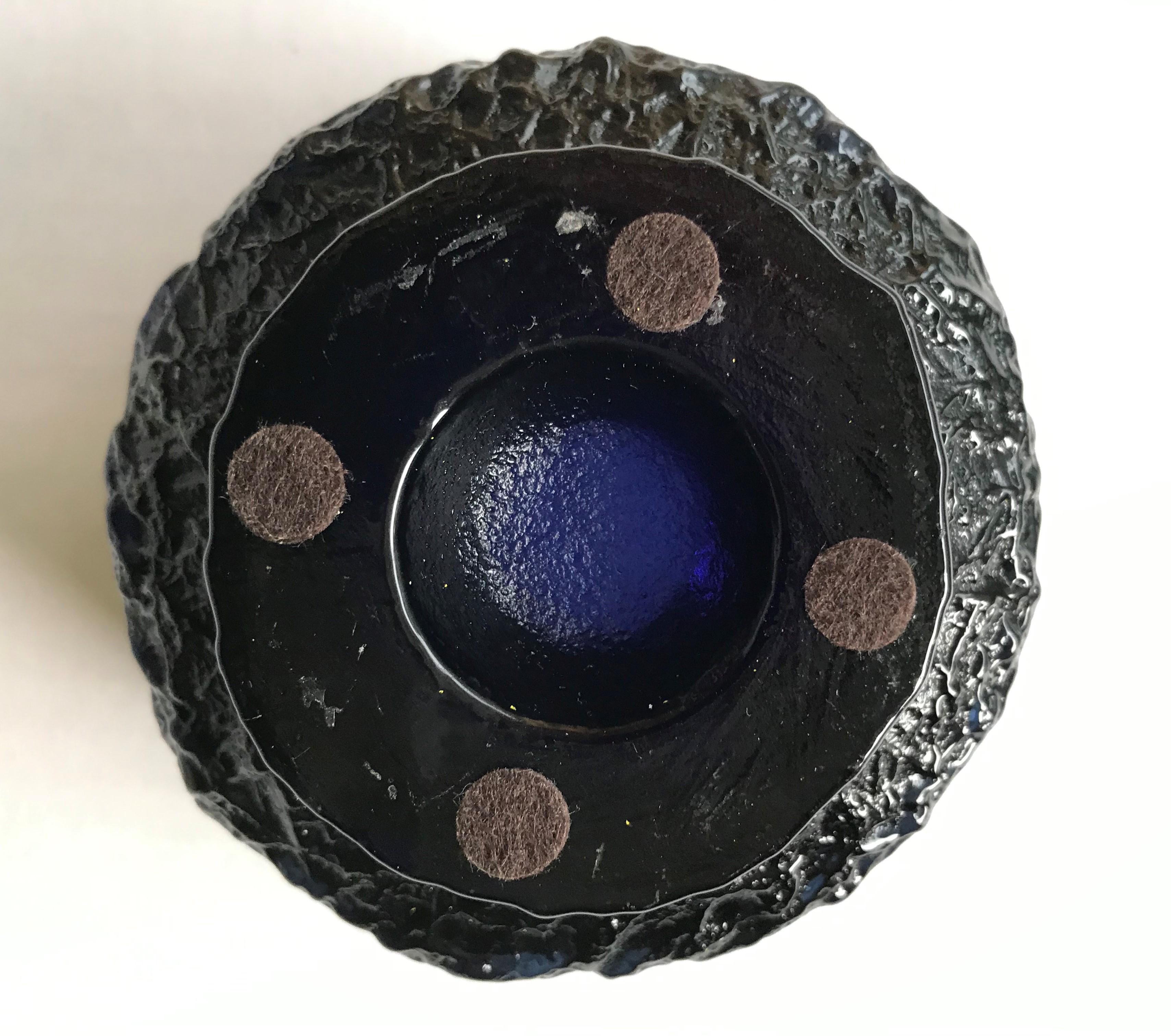 Mid-20th Century Brutalist Modern Gote Augustsson Cobalt Blue Textured Bowl for Ruda, Sweden 1960
