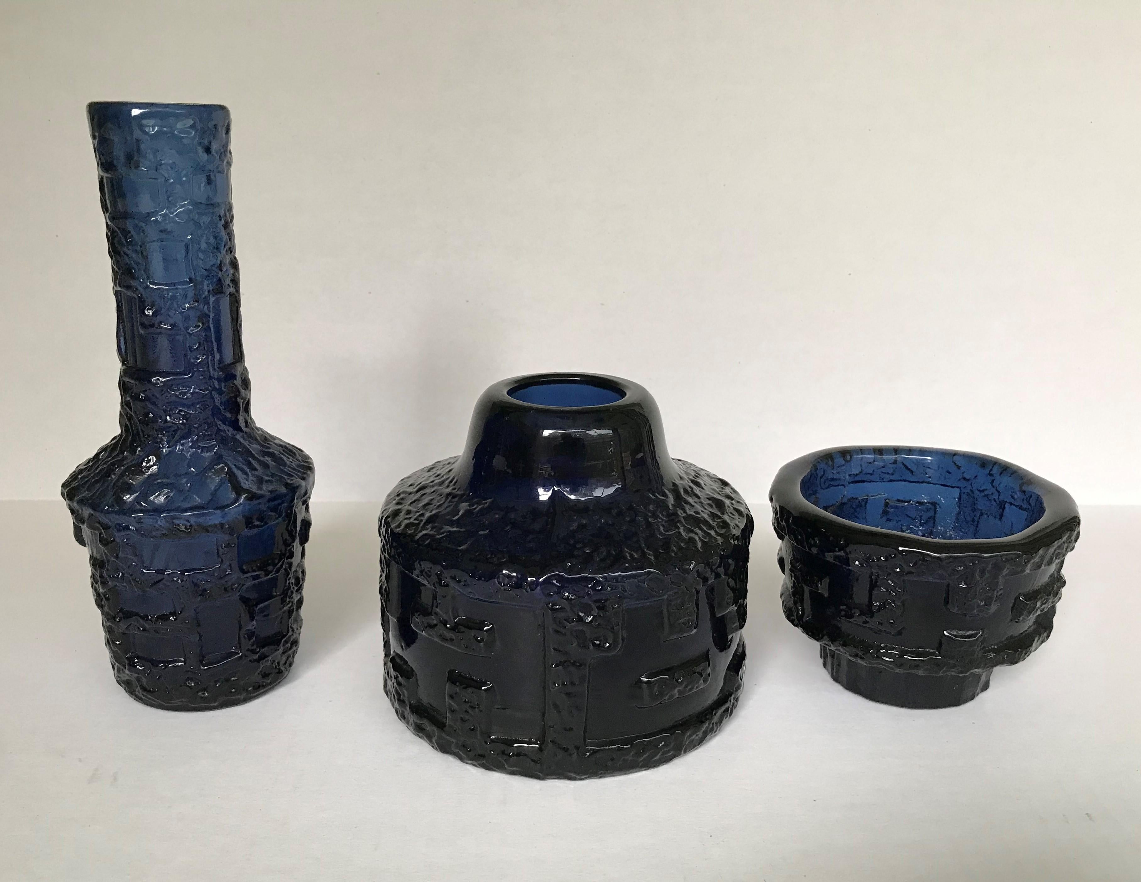 Brutalist Modern Gote Augustsson Cobalt Blue Textured Bowl for Ruda, Sweden 1960 1