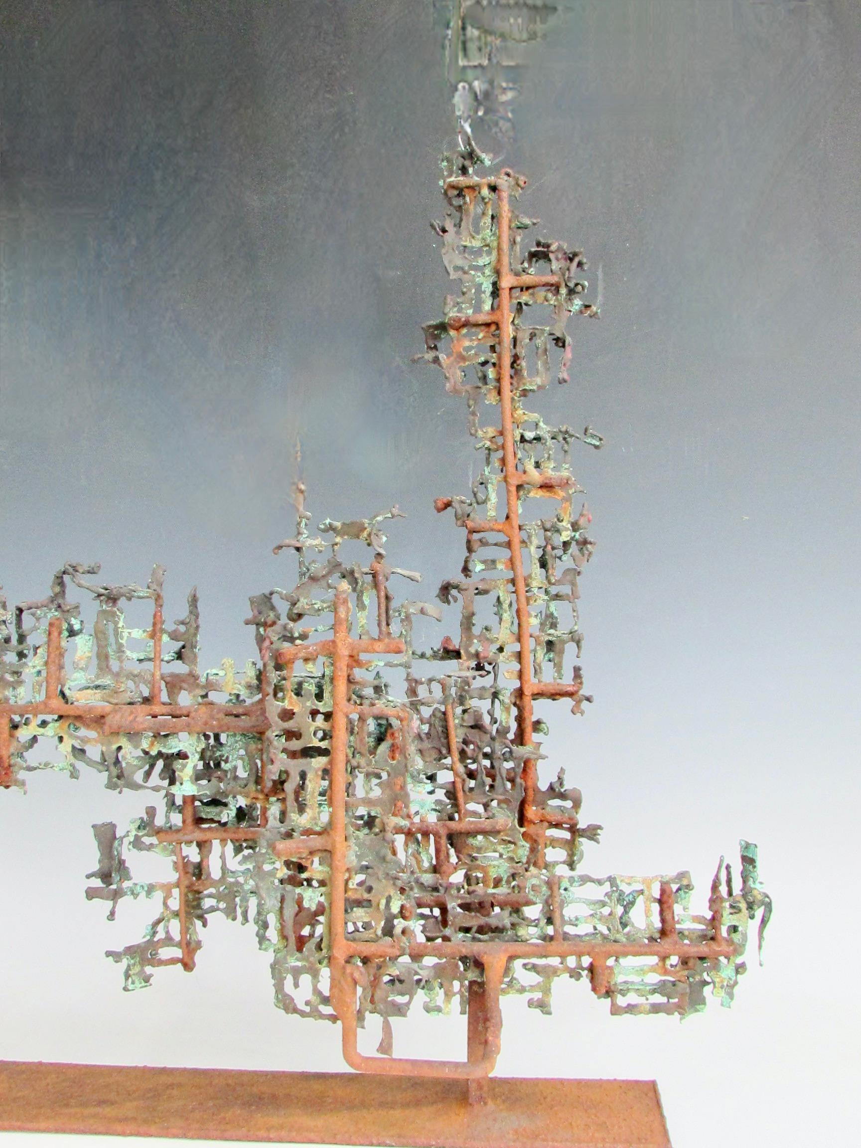 Brutalist modern Marcello Fantoni copper on welded steel  sculpture For Sale 4