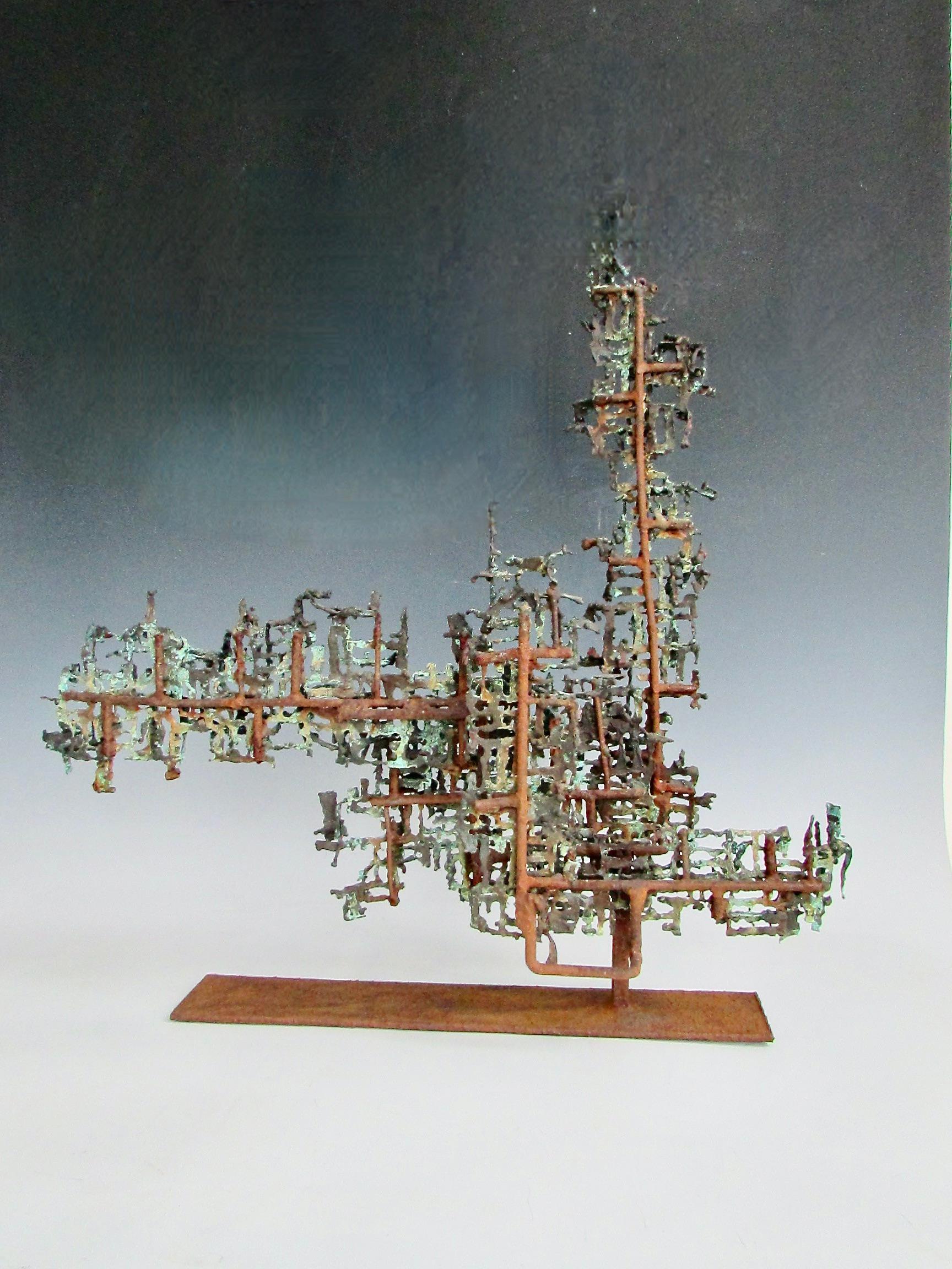 Brutalist modern Marcello Fantoni copper on welded steel  sculpture For Sale 5