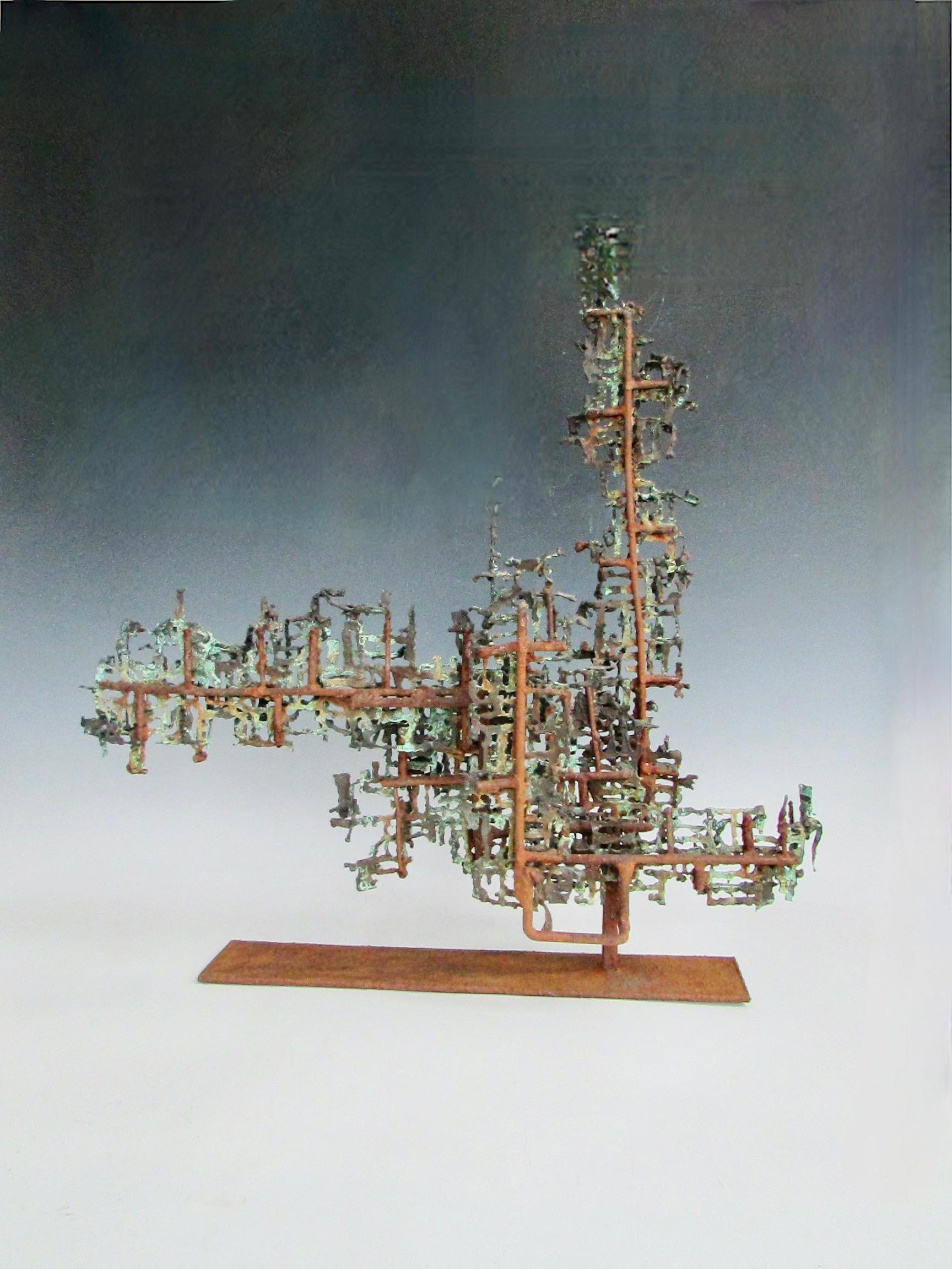 Brutalist modern Marcello Fantoni copper on welded steel  sculpture For Sale 6