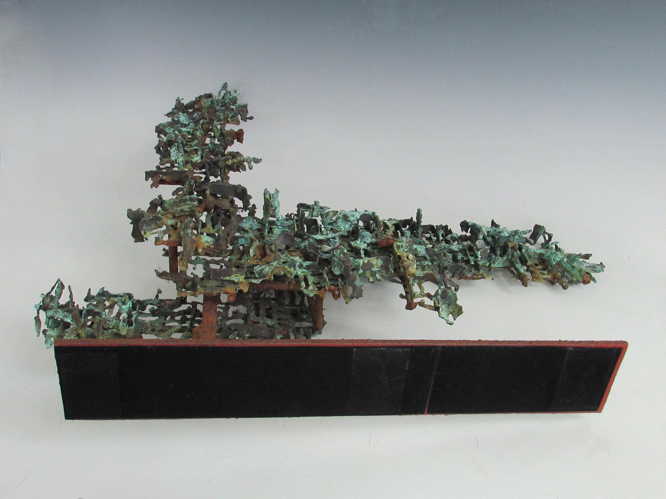 Brutalist modern Marcello Fantoni copper on welded steel  sculpture For Sale 8