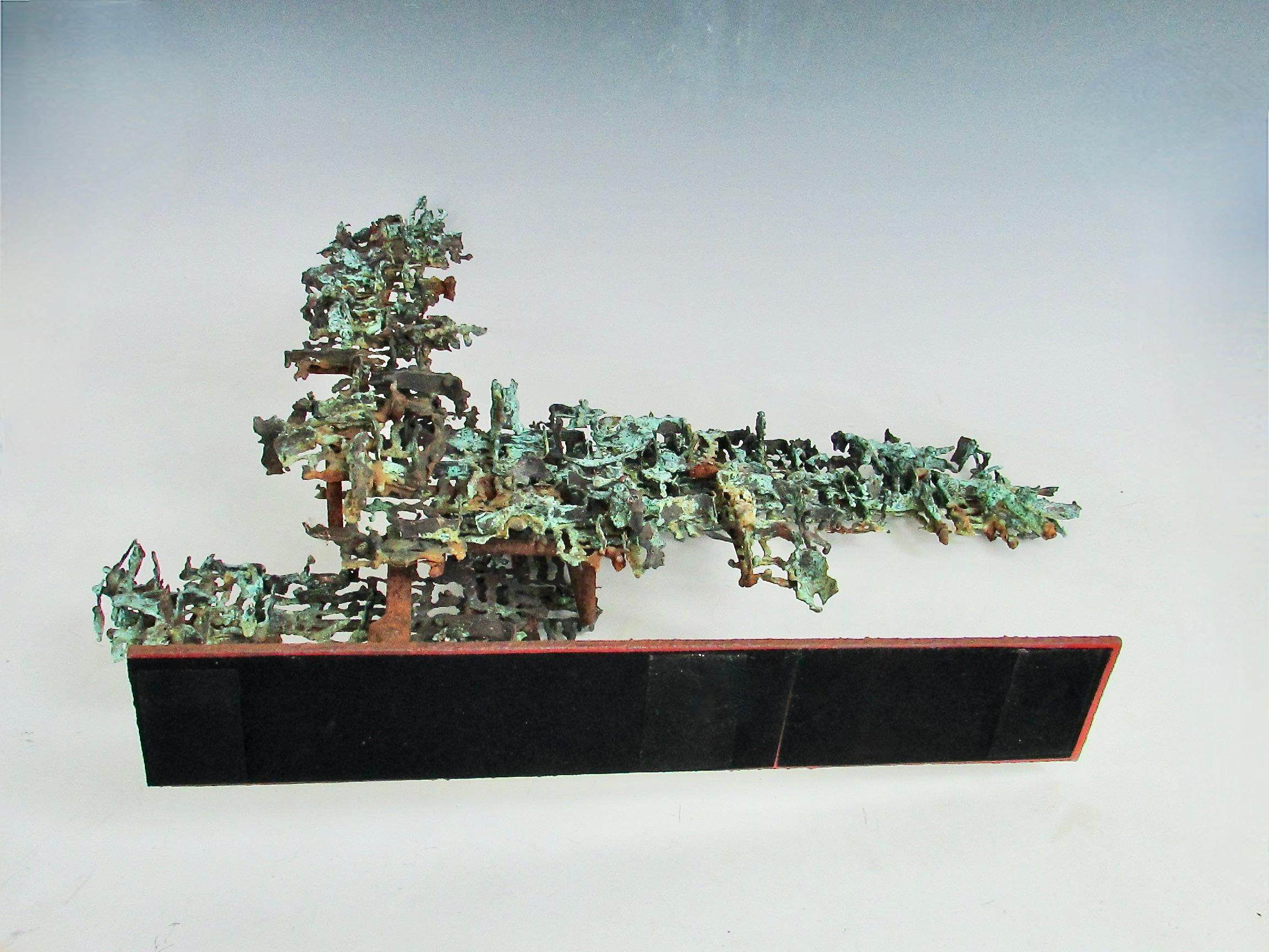 Brutalist modern Marcello Fantoni copper on welded steel  sculpture For Sale 9