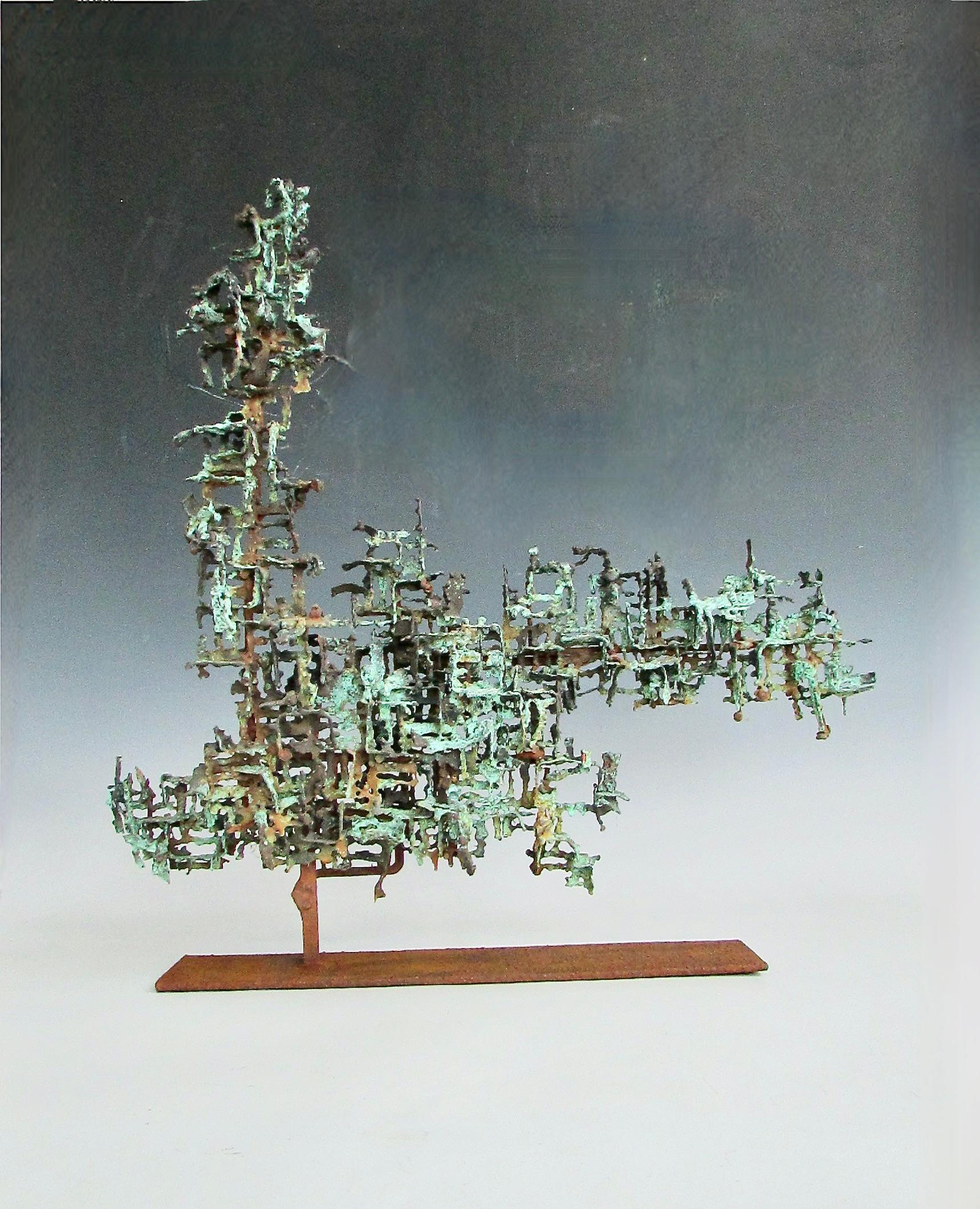 Mid-Century Modern Brutalist modern Marcello Fantoni copper on welded steel  sculpture For Sale