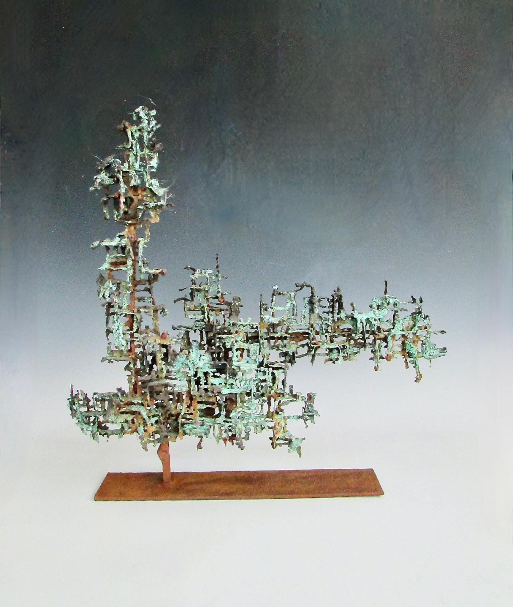 Italian Brutalist modern Marcello Fantoni copper on welded steel  sculpture For Sale