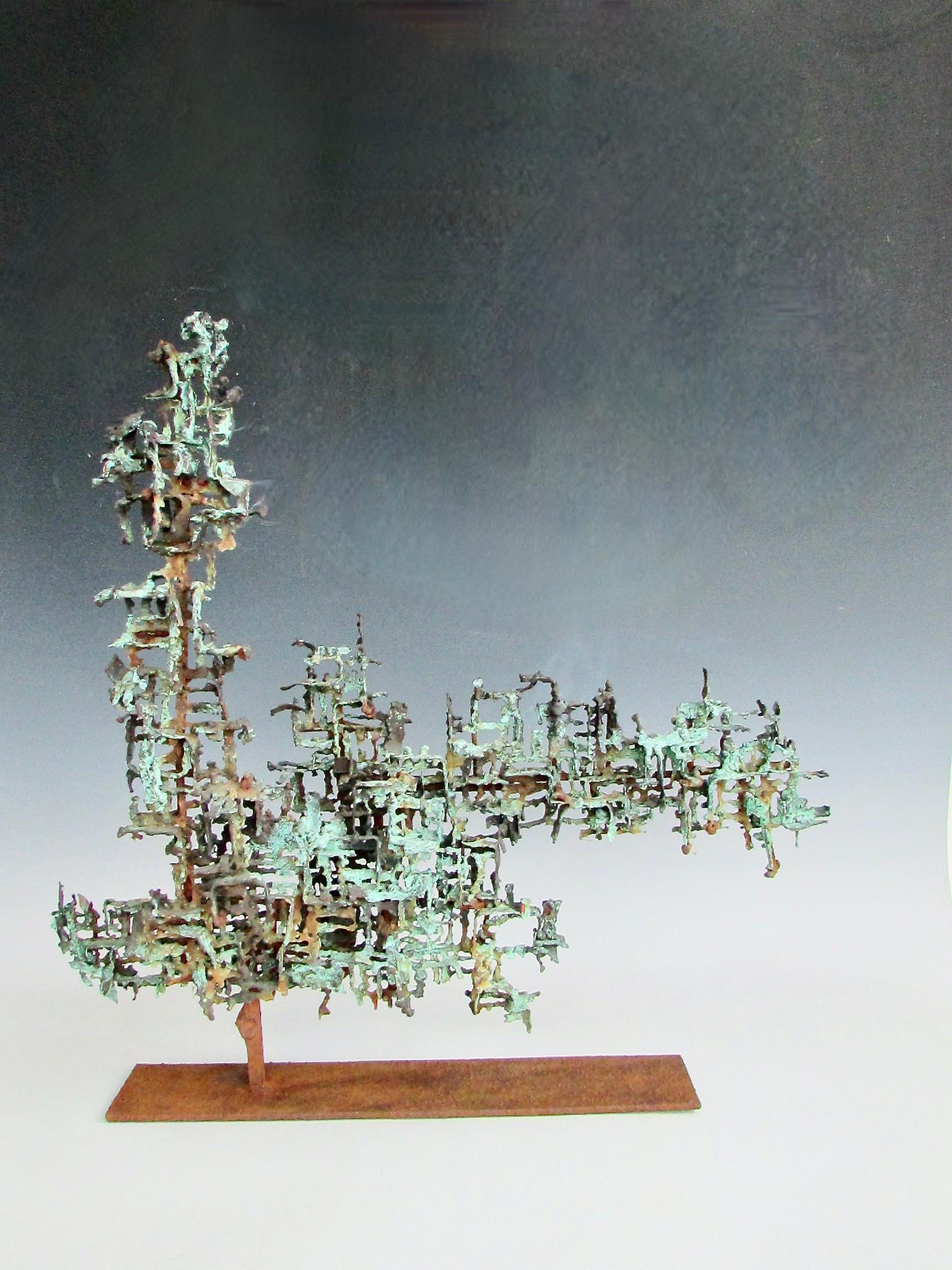 Welded Brutalist modern Marcello Fantoni copper on welded steel  sculpture For Sale