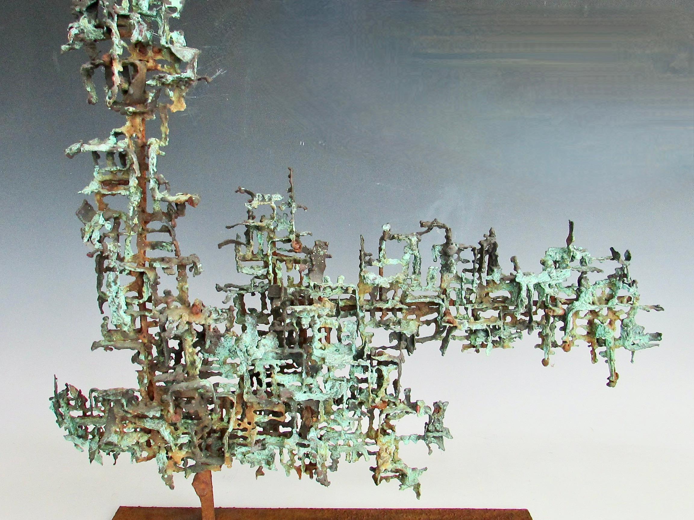 20th Century Brutalist modern Marcello Fantoni copper on welded steel  sculpture For Sale