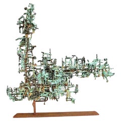 Brutalista moderno Marcello Fantoni rame su acciaio saldato  scultura