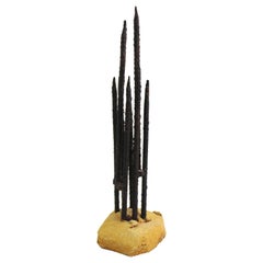 Vintage Brutalist Modern Metal Tabletop Spike Sculpture