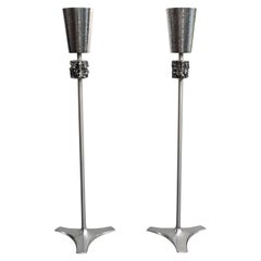 Used Brutalist Modern Pair of Liturgical Incense Burners or Torchieres