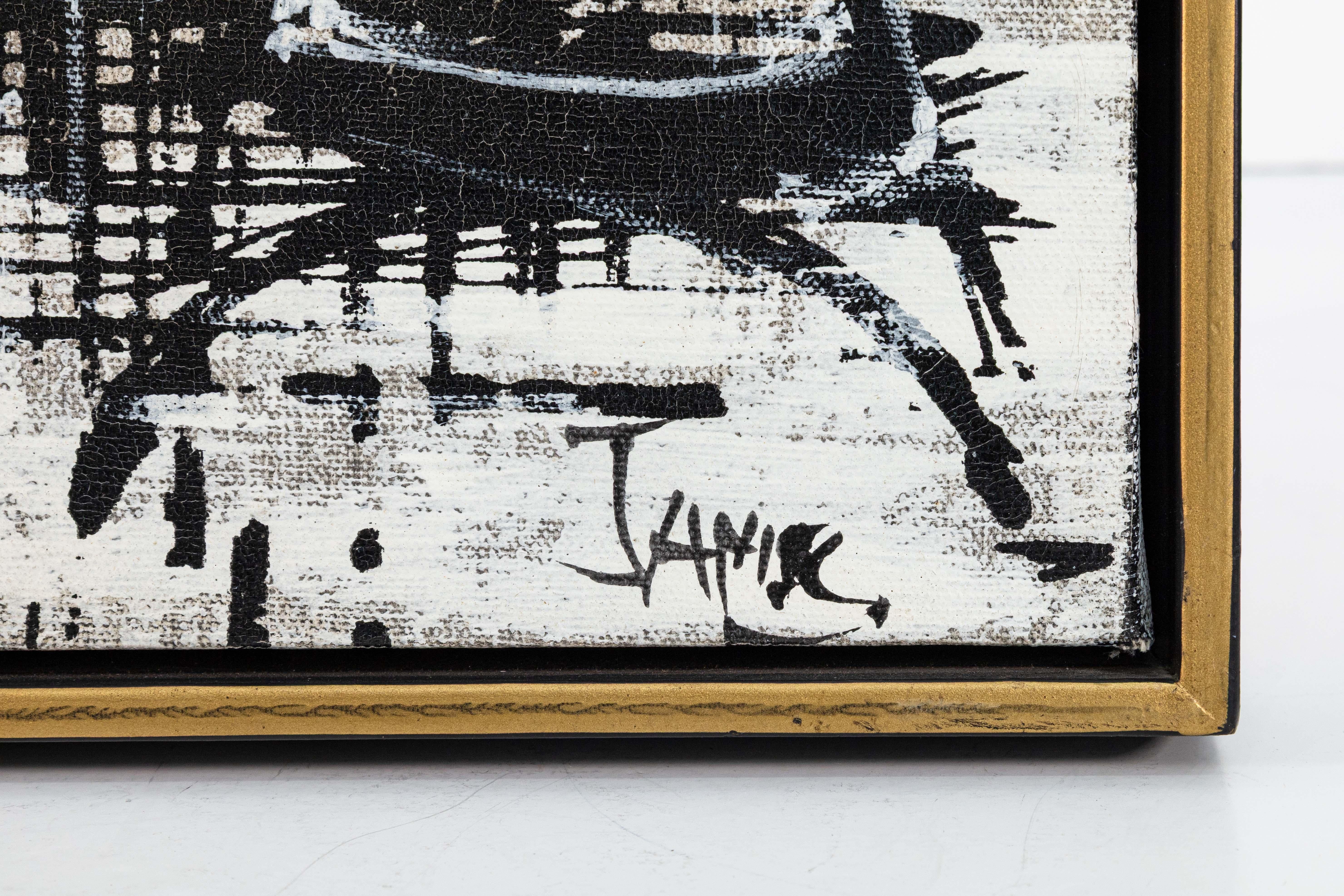 Paar brutalistische moderne Pariser und Venedig-Szenen aus Acryl auf Leinwand, 1970er Jahre im Angebot 3