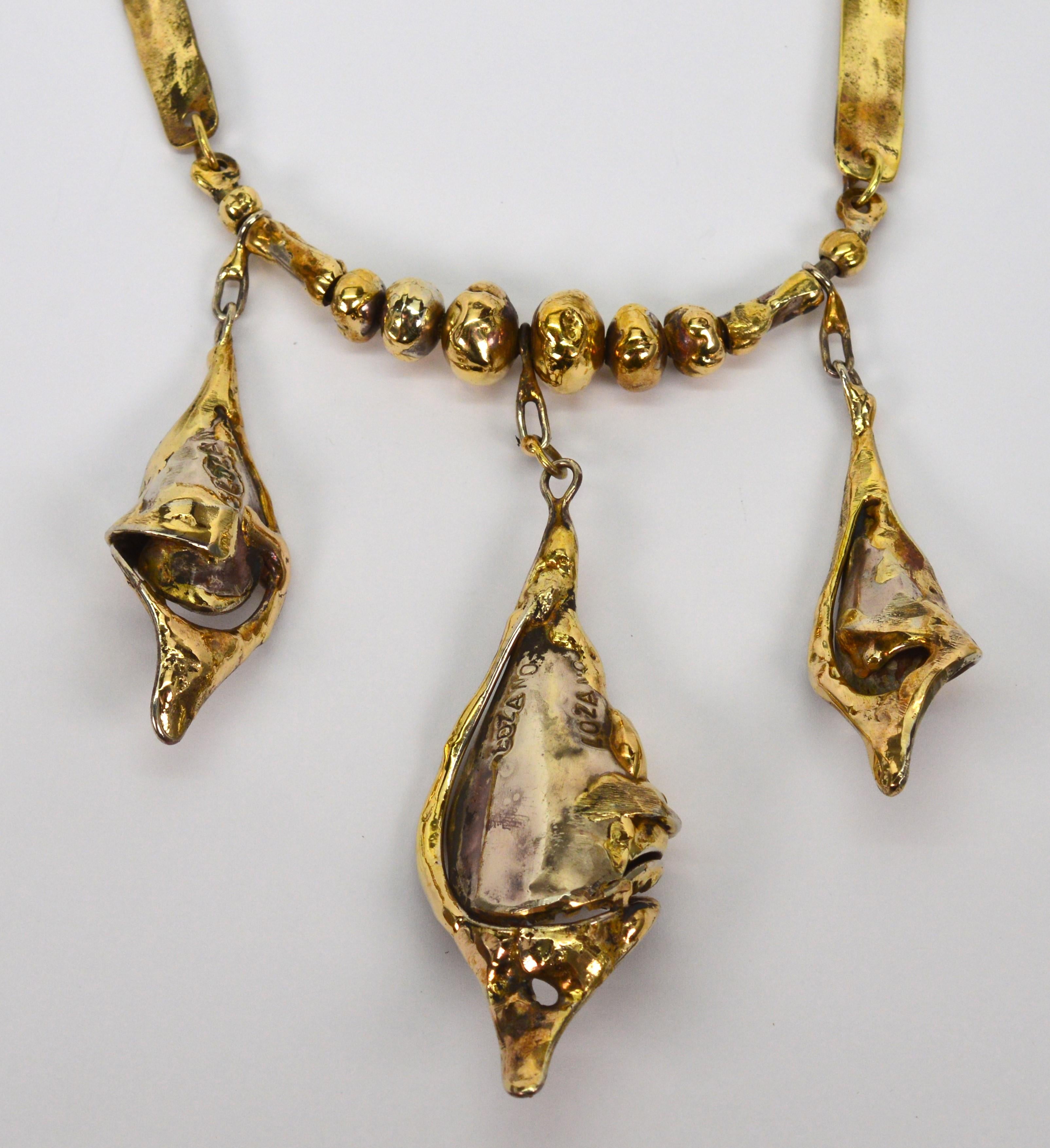 Artisan Brutalist Modern Shell Necklace by Armando Lozano Ramirez For Sale