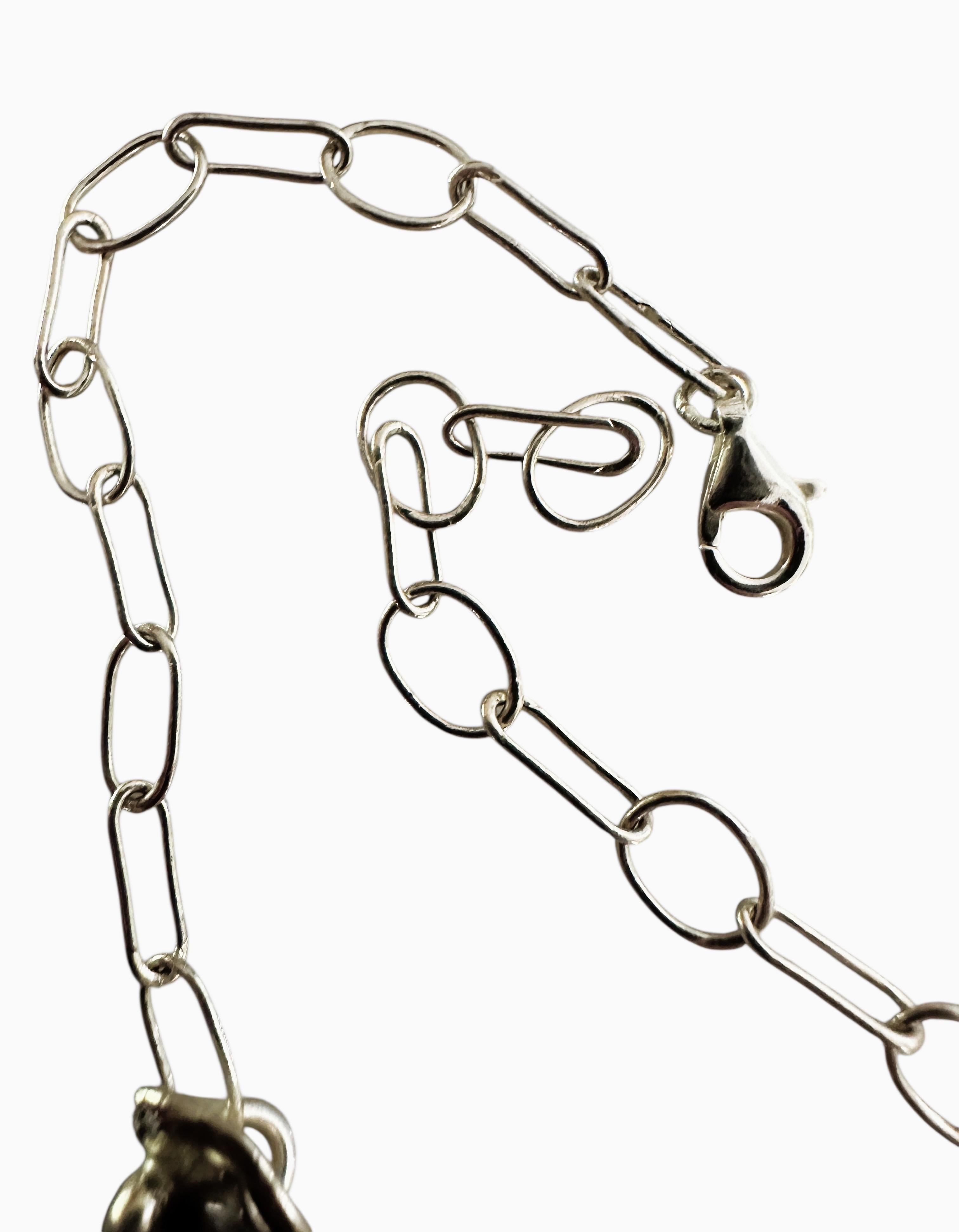Brutalist Modernist Forged Sterling Silver Petal Necklace in vendita 5