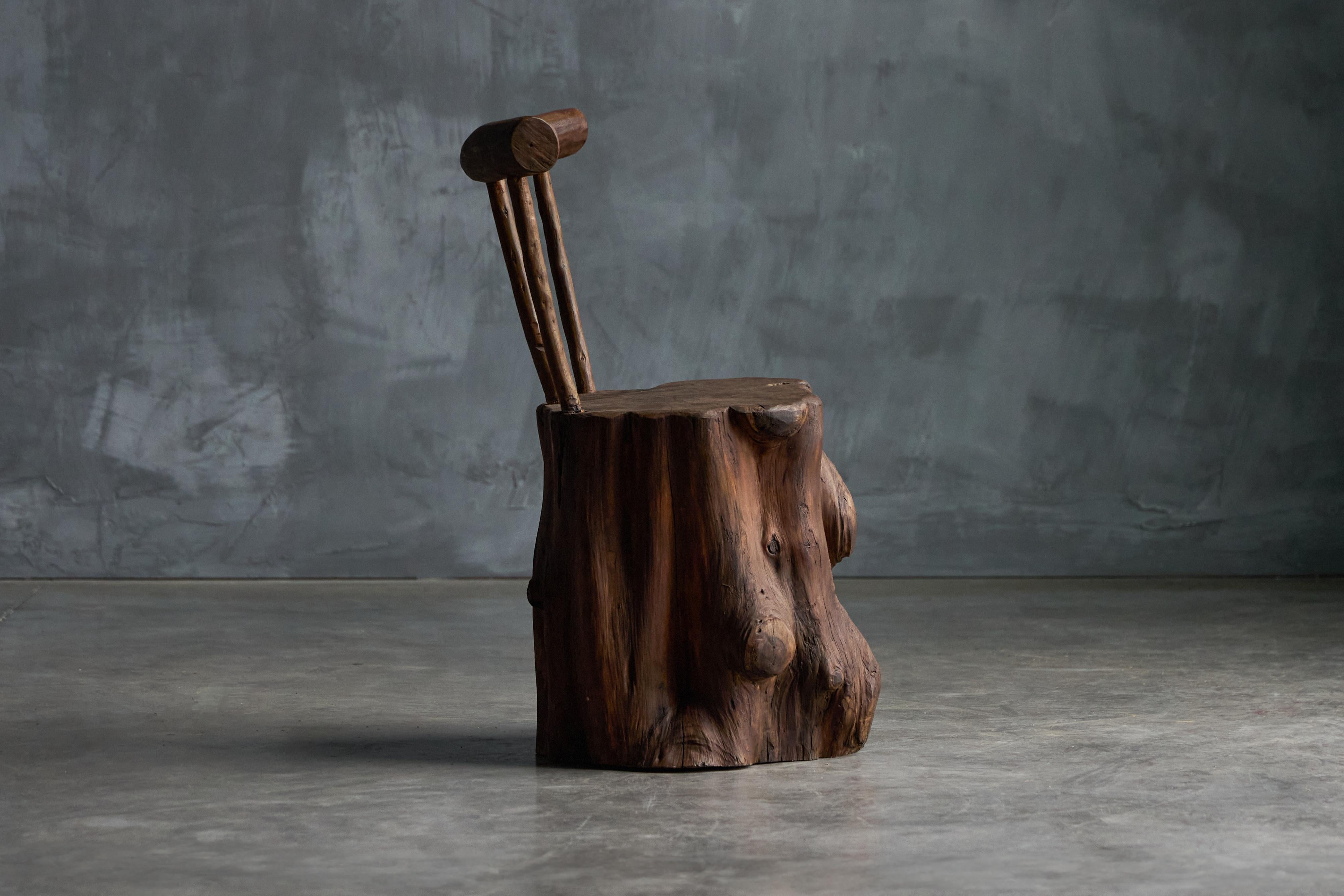Brutalist Monoxyle Chair, France, 1970s For Sale 4