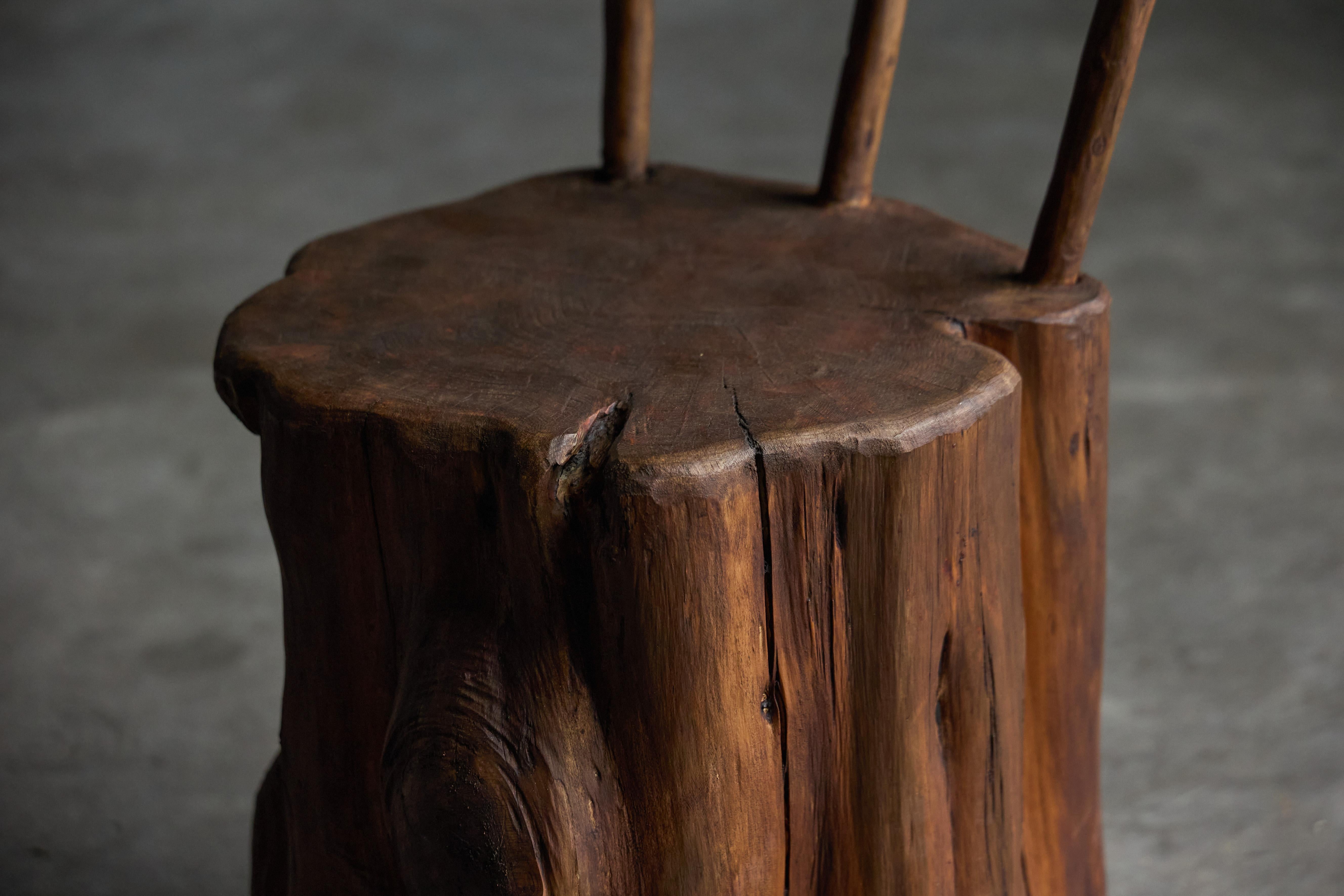 French Brutalist Monoxyle Chair, France, 1970s For Sale
