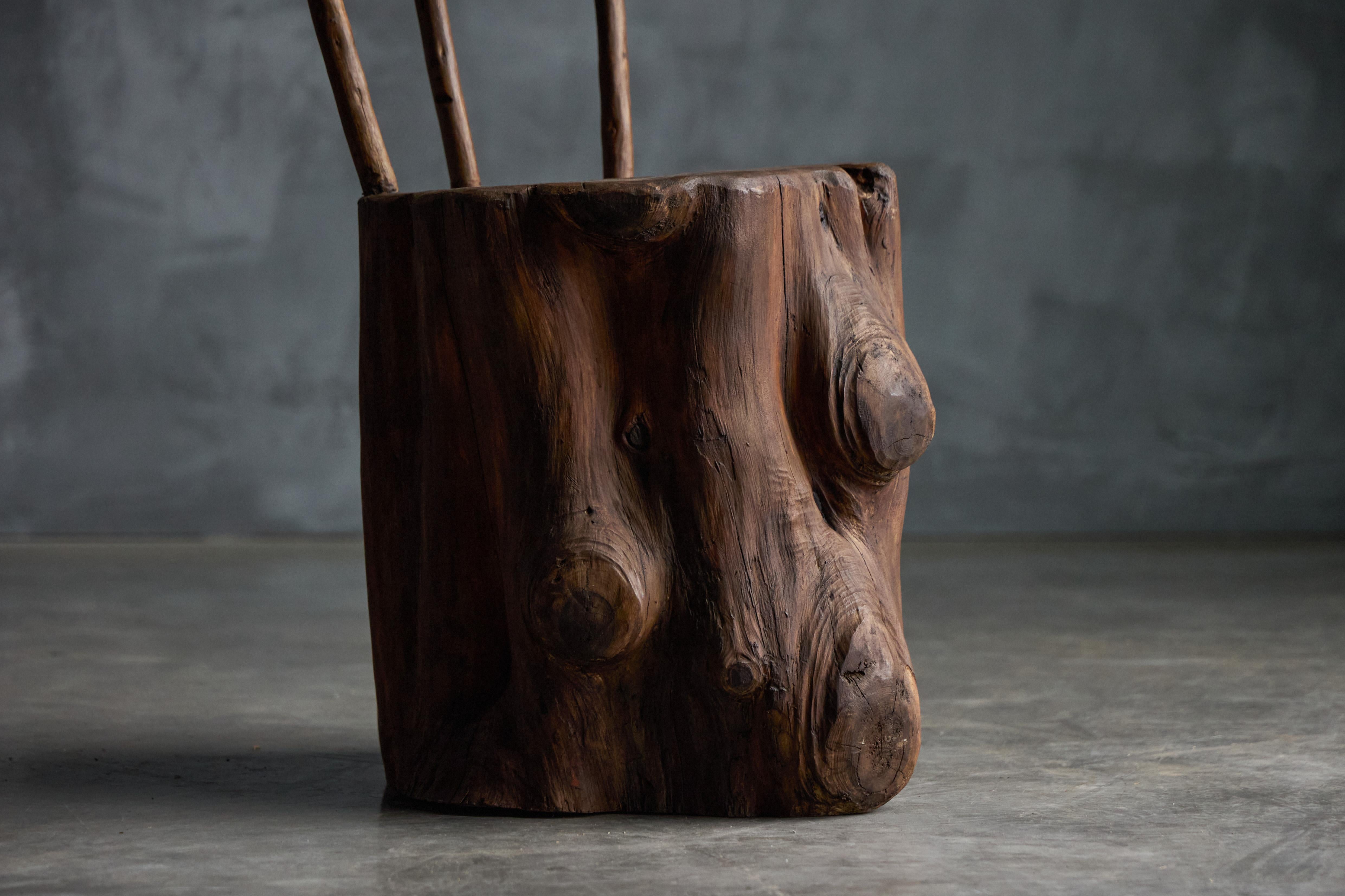 Late 20th Century Brutalist Monoxyle Chair, France, 1970s For Sale