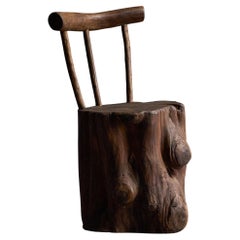 Brutalist Monoxyle Chair, France, 1970s
