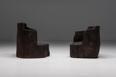 Poltrone brutaliste in monoxilite, Francia, anni '80