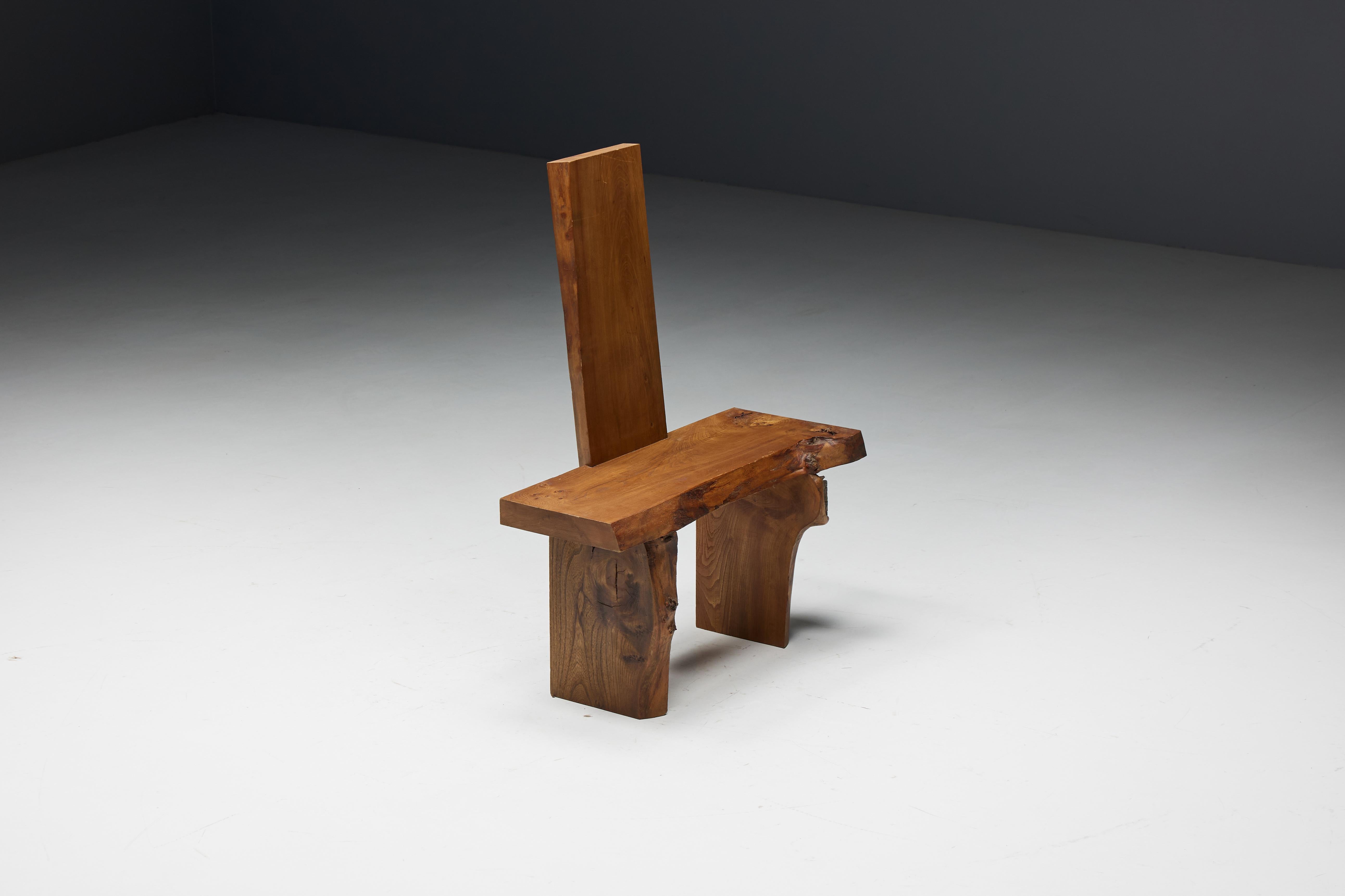 Brutalist Monoxylite Chair, France, 1950s For Sale 5