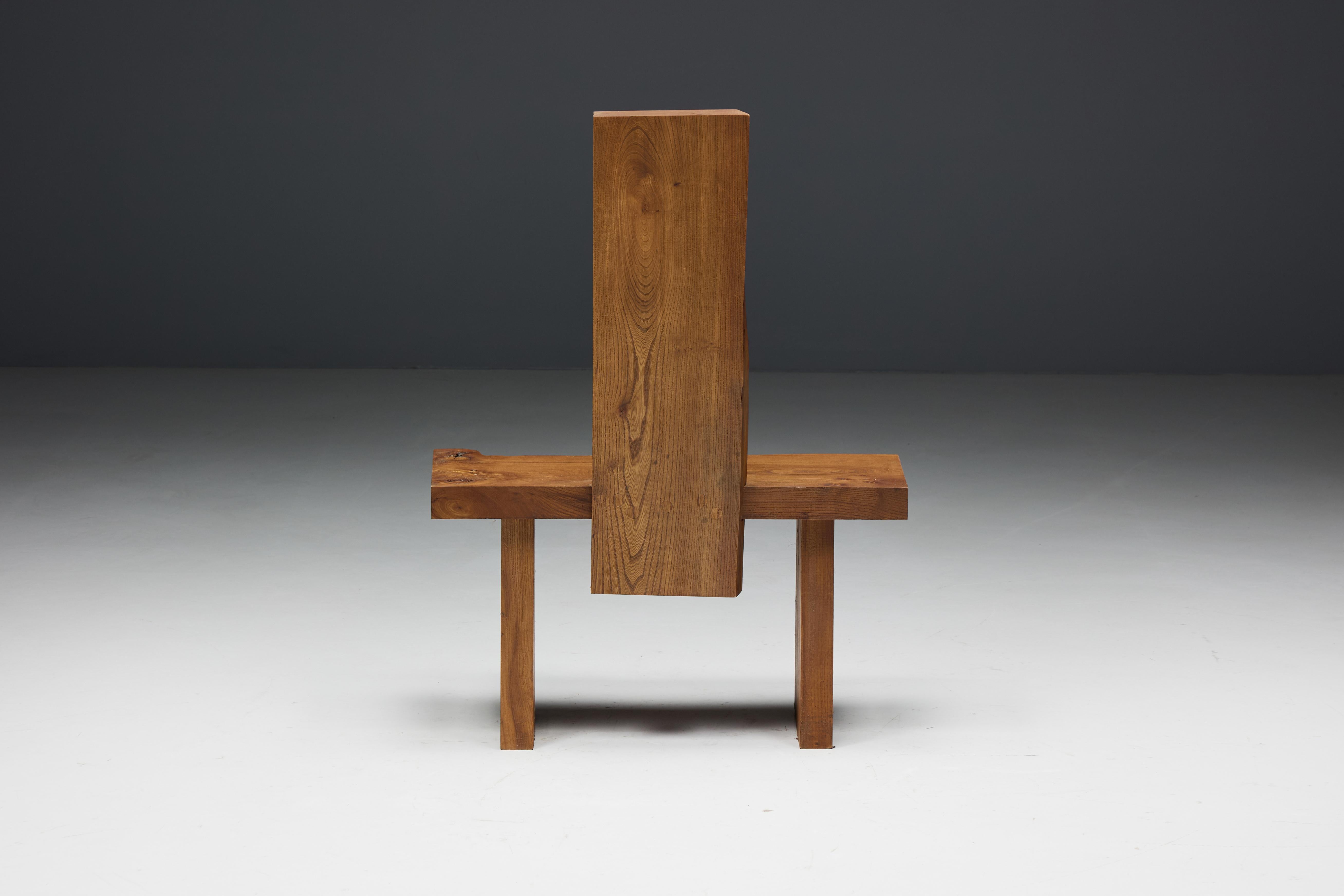 Brutalist Monoxylite Chair, France, 1950s For Sale 2