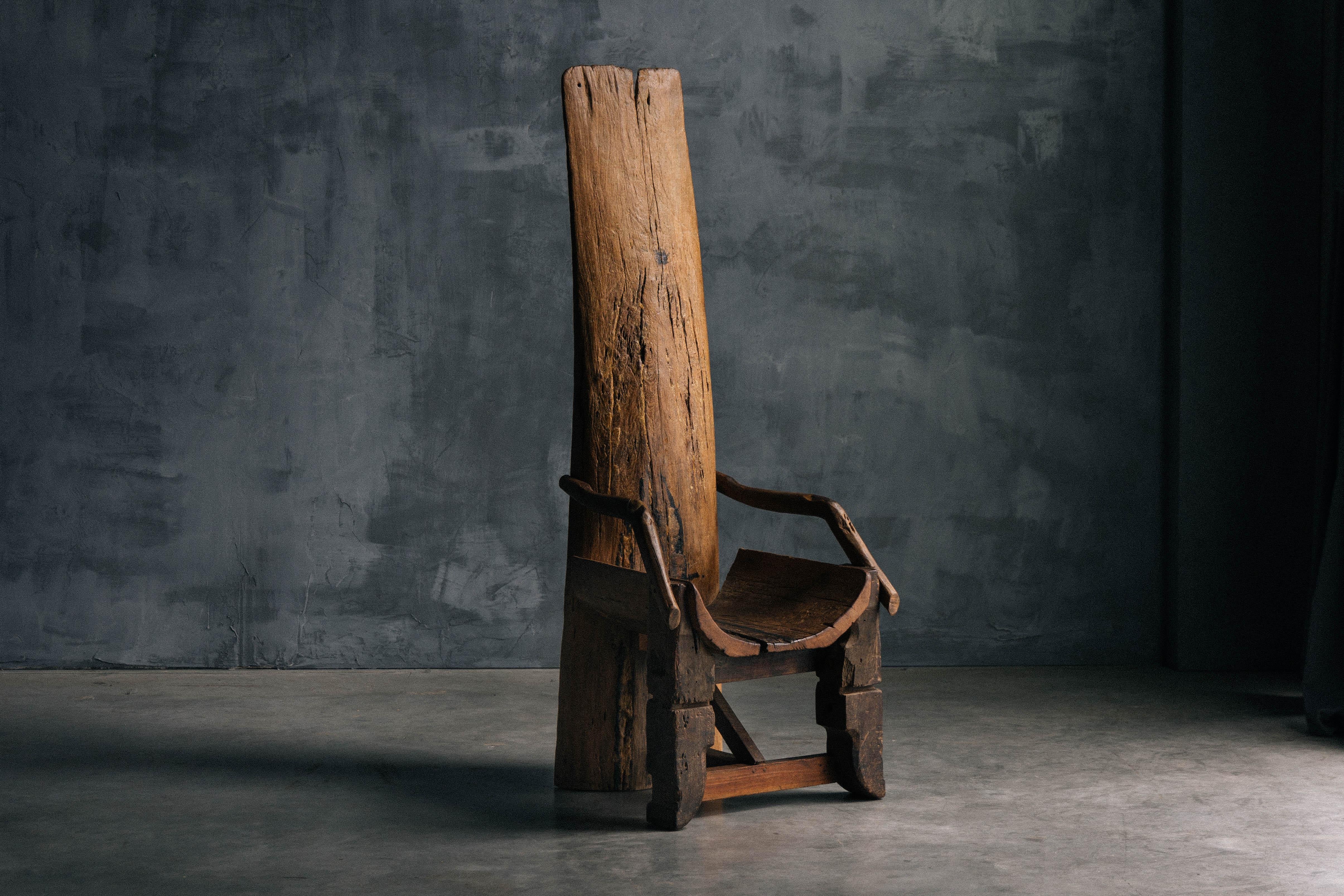 Silla de Trono Monoxilita Brutalista, Francia, Siglo XIX en venta 4