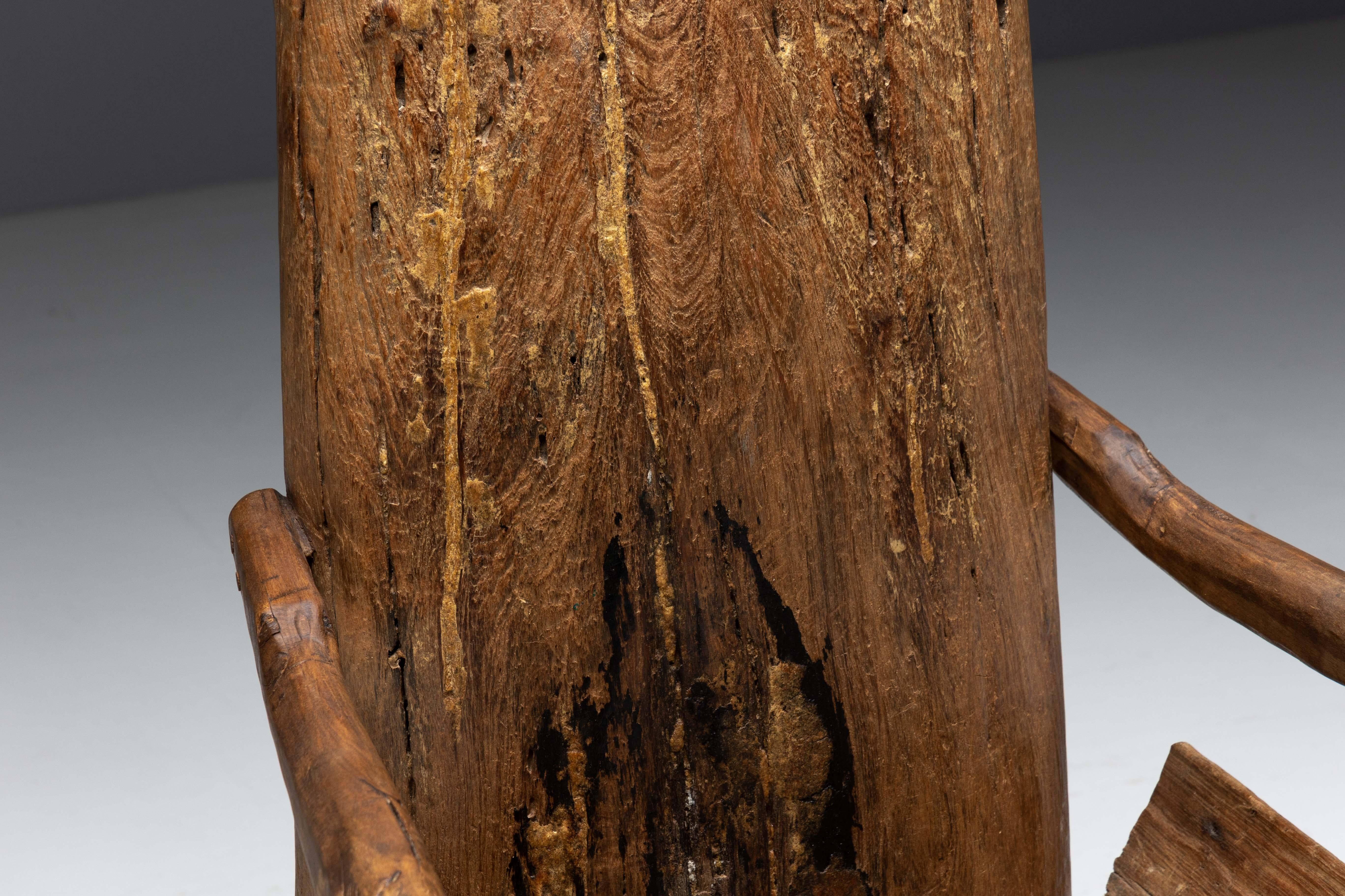 Silla de Trono Monoxilita Brutalista, Francia, Siglo XIX siglo XIX en venta