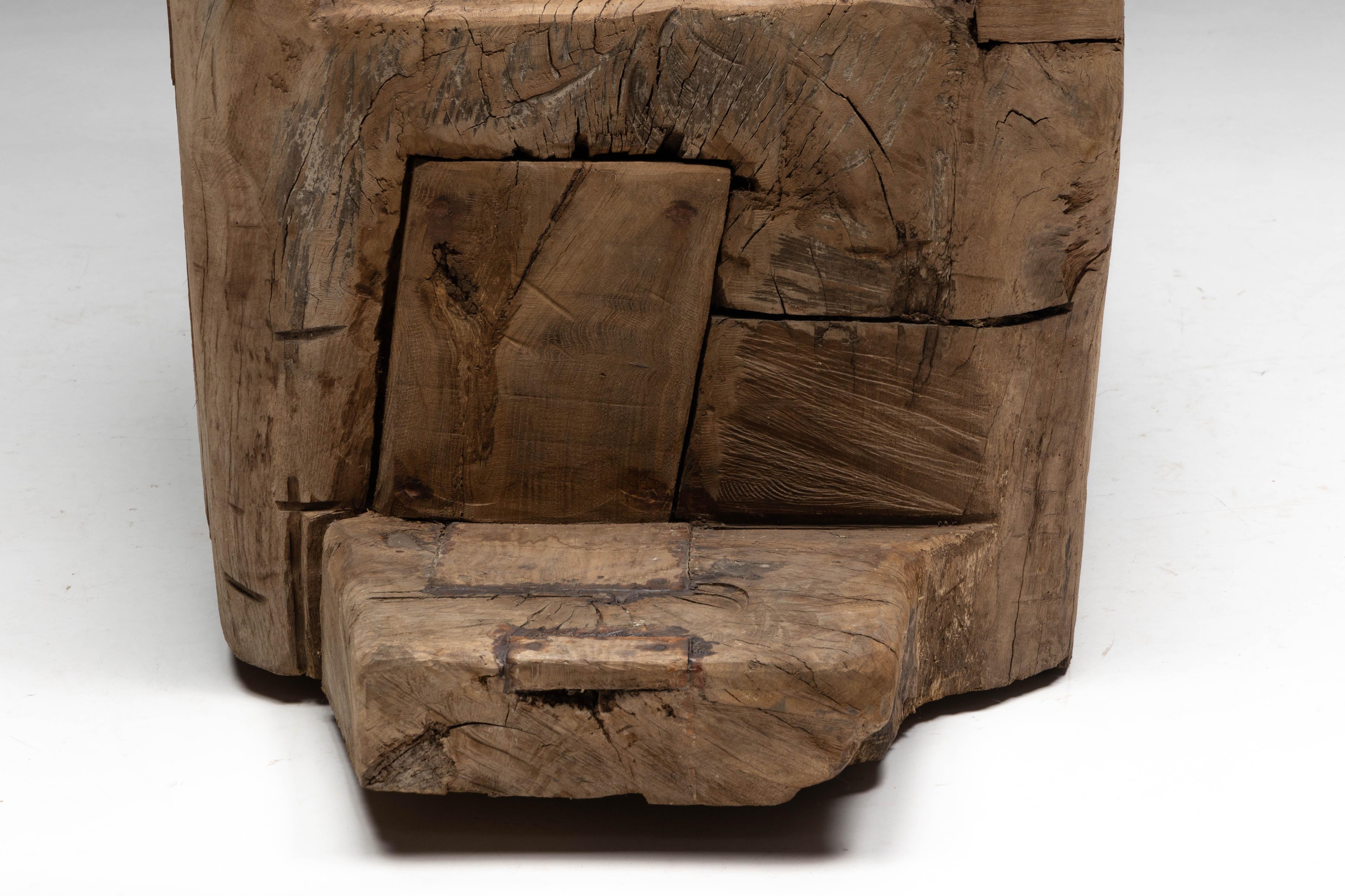 Silla de Trono Monoxilita Brutalista, Francia, Siglo XIX en venta 3