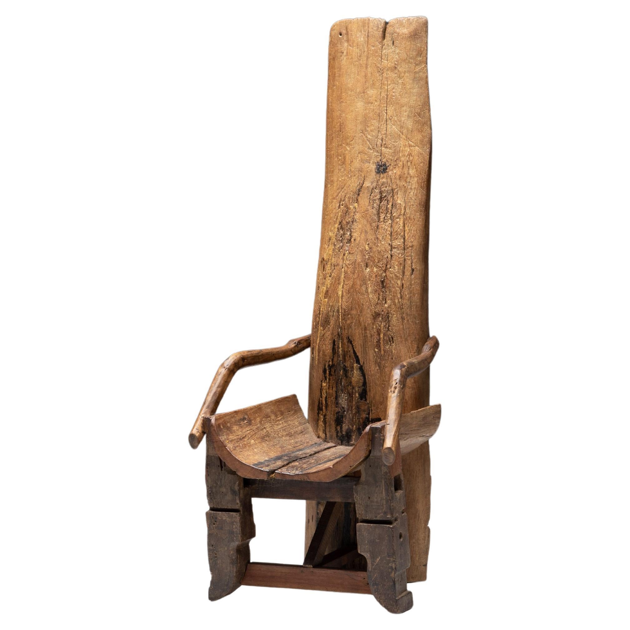 Brutalist Monoxylite Throne Chair, France, 19th Century For Sale