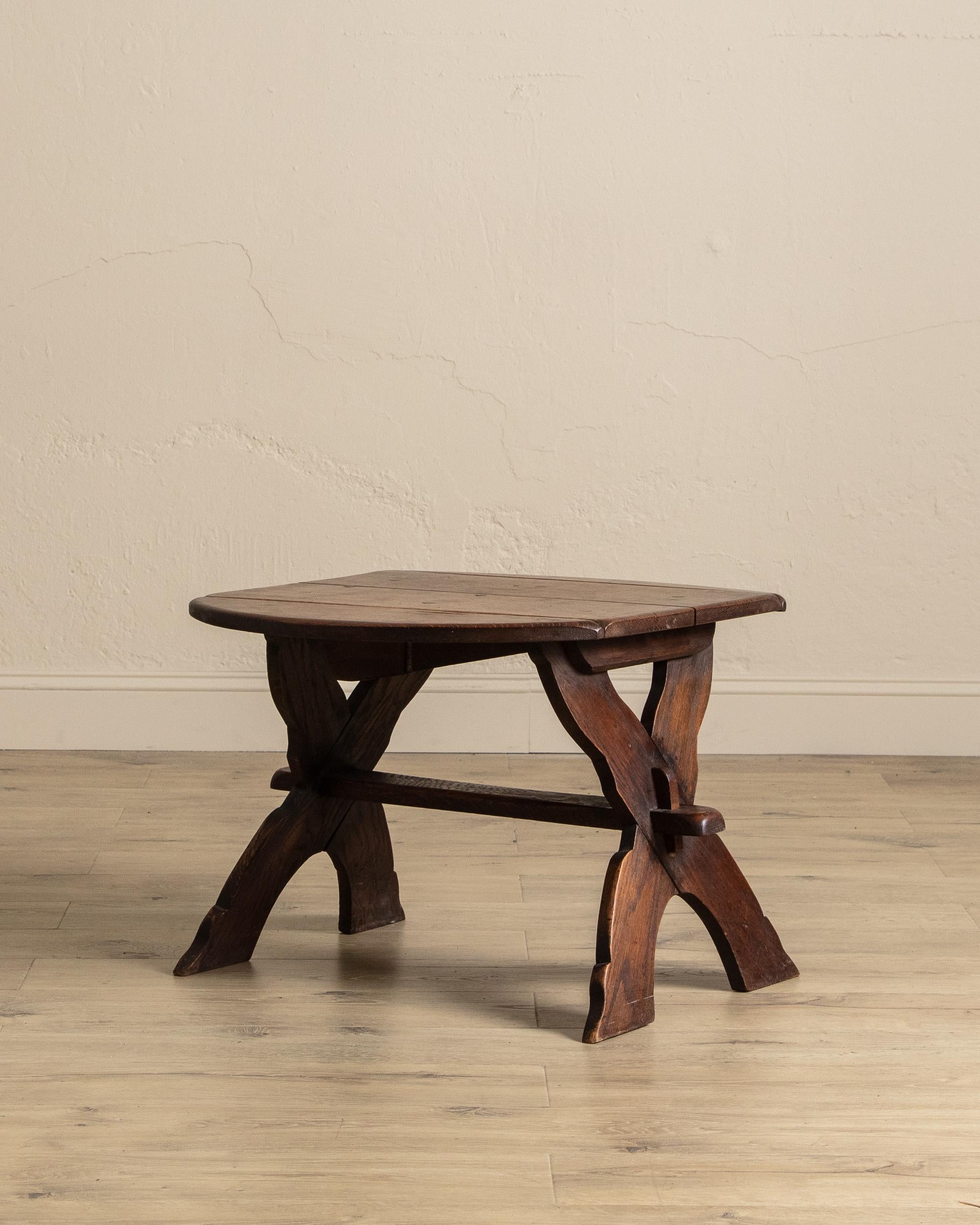 Table d'appoint brutaliste à abattant Mortis & Tenon, France, années 1940 Bon état - En vente à Los Angeles, CA