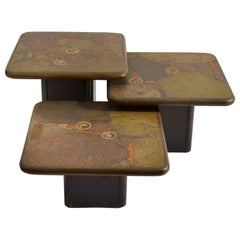 Vintage Brutalist Mosaic Coffee Tables by Paul Kingma, Kneip 1989