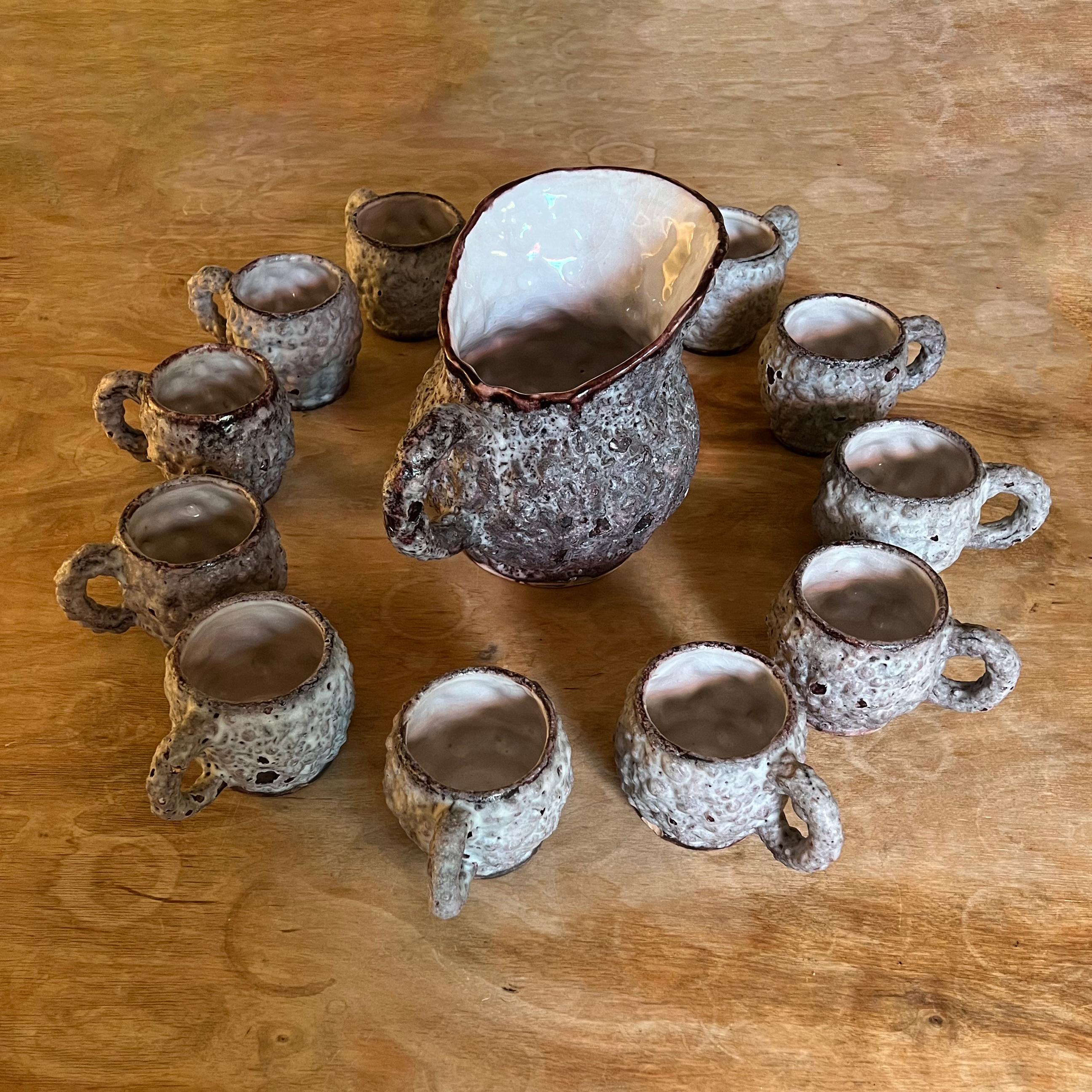 Ceramic Brutalist Mug & Pitcher Set by C.A.S. Vietri For Sale