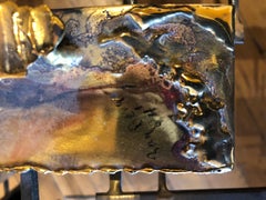 Table basse brutaliste multi-métallique sculptée par l'artiste R. H. Berger