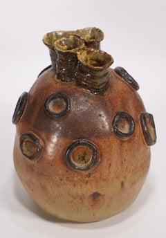 Brutalist Multi Spout Ikebana Vase, American Studio Pottery, 1970s