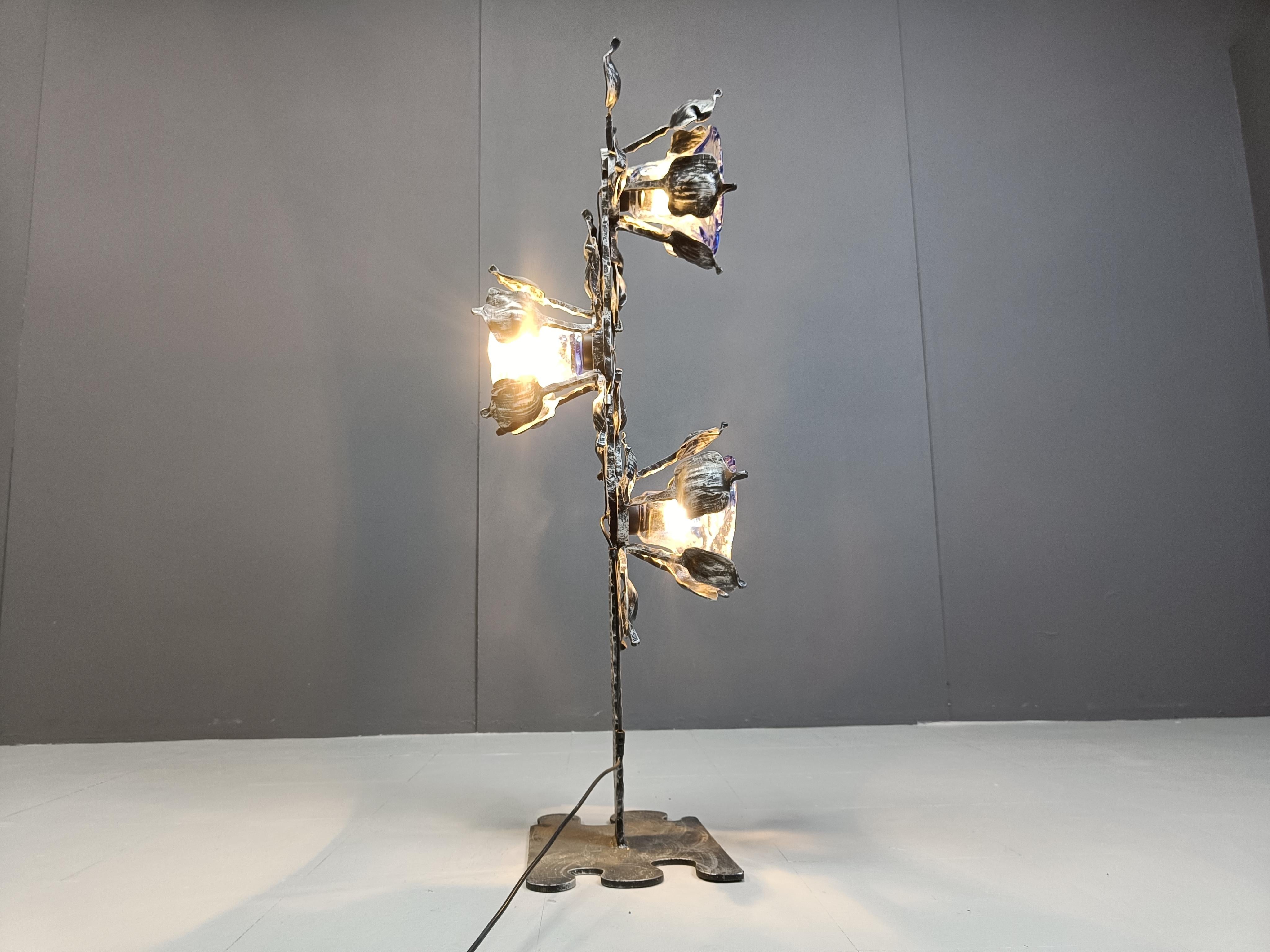 Lámpara de pie de cristal de murano brutalista, años 70 en venta 5