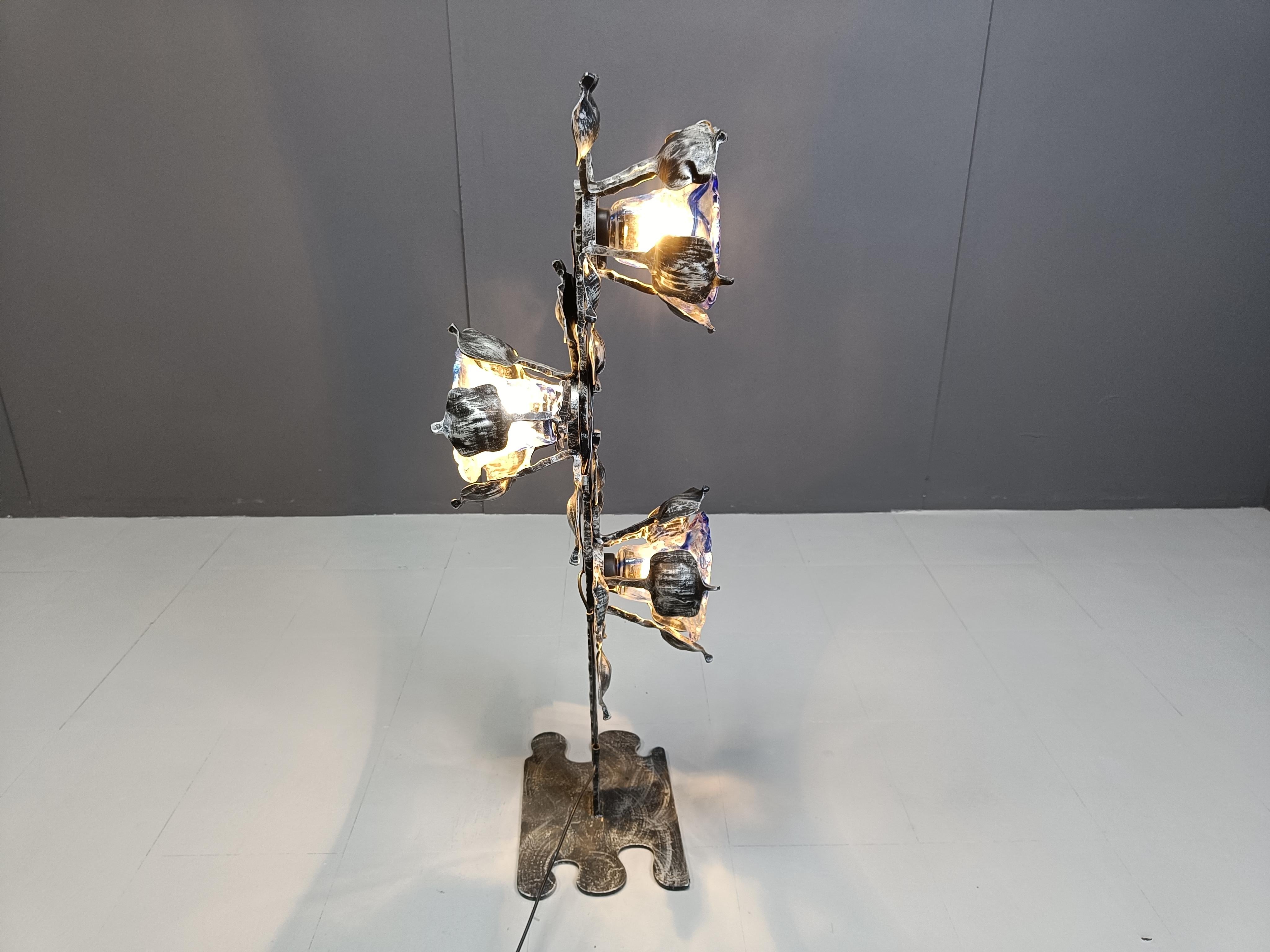 Lámpara de pie de cristal de murano brutalista, años 70 en venta 6