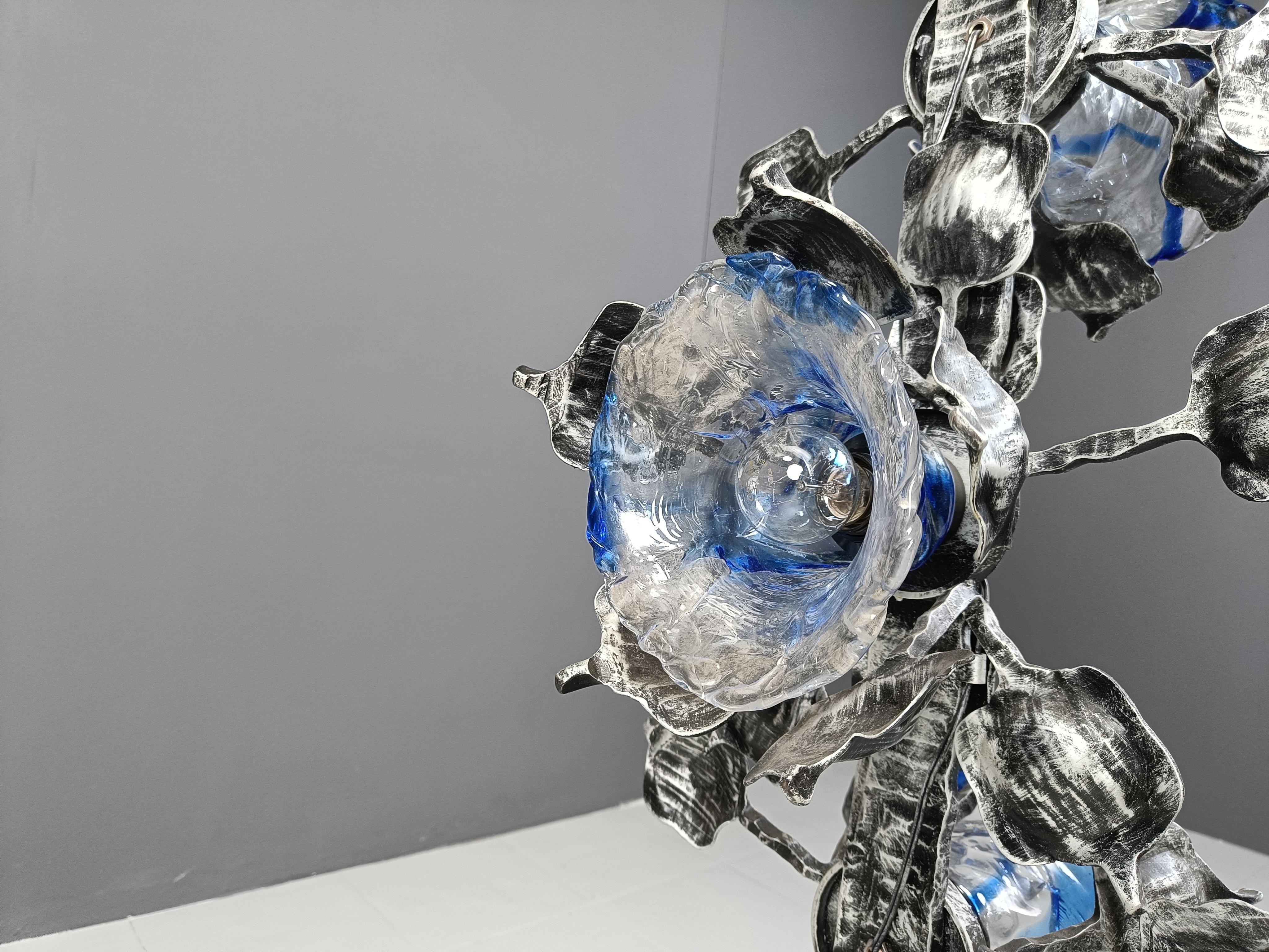 Lámpara de pie de cristal de murano brutalista, años 70 en venta 7