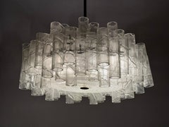 Brutalist Murano glass ice tube chandelier by Doria Leuchten Germany 1960s