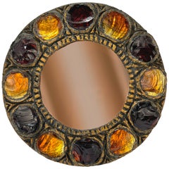 Espejo de cristal de Murano de estilo brutalista, Creaciones Gobesso, Italia, 1983